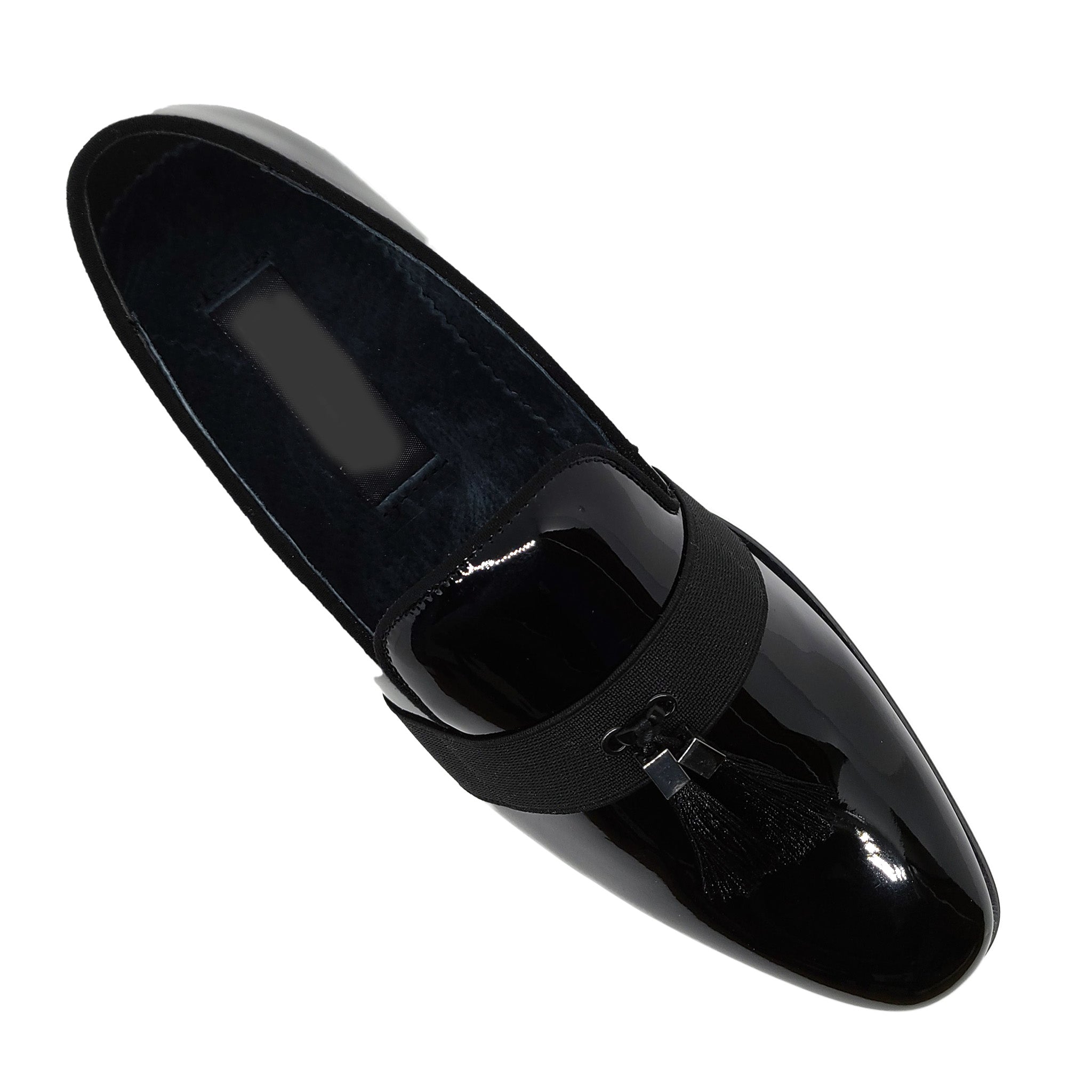 Black Patent Slip on Tuxedo Shoe