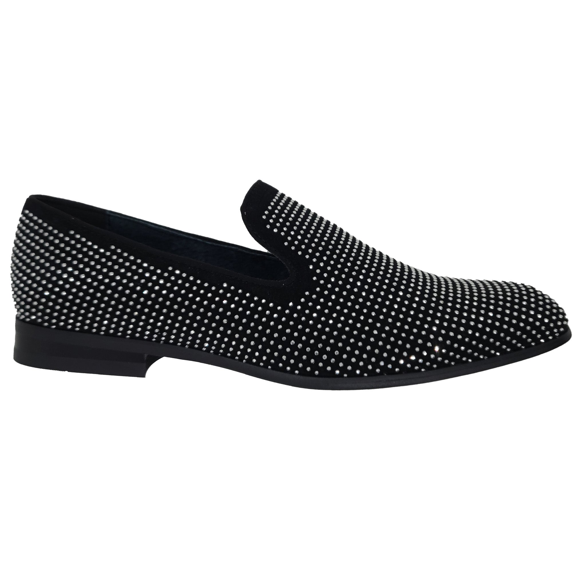 Black Crystal Studded Formal Loafers