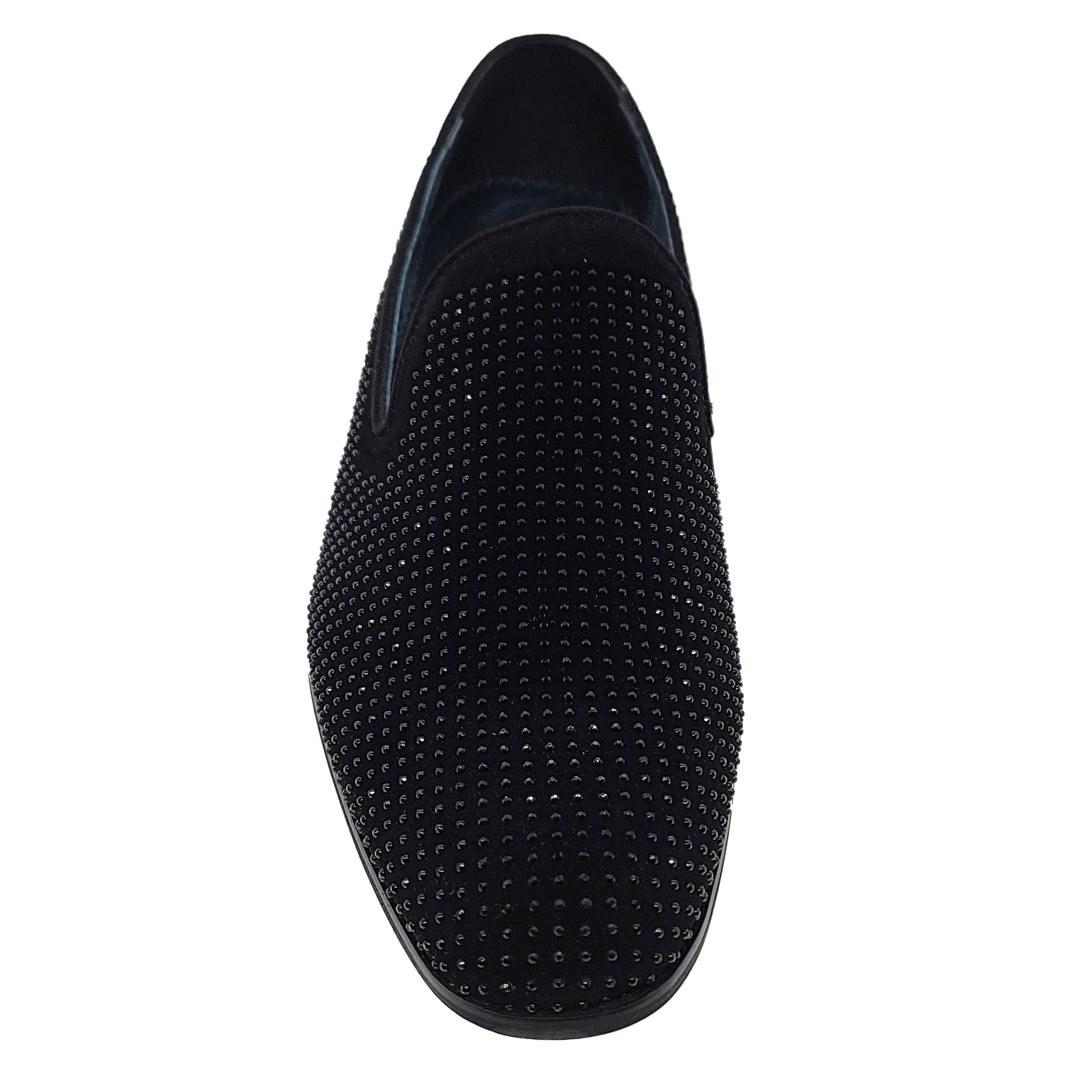 Black Crystal Studded Formal Loafers