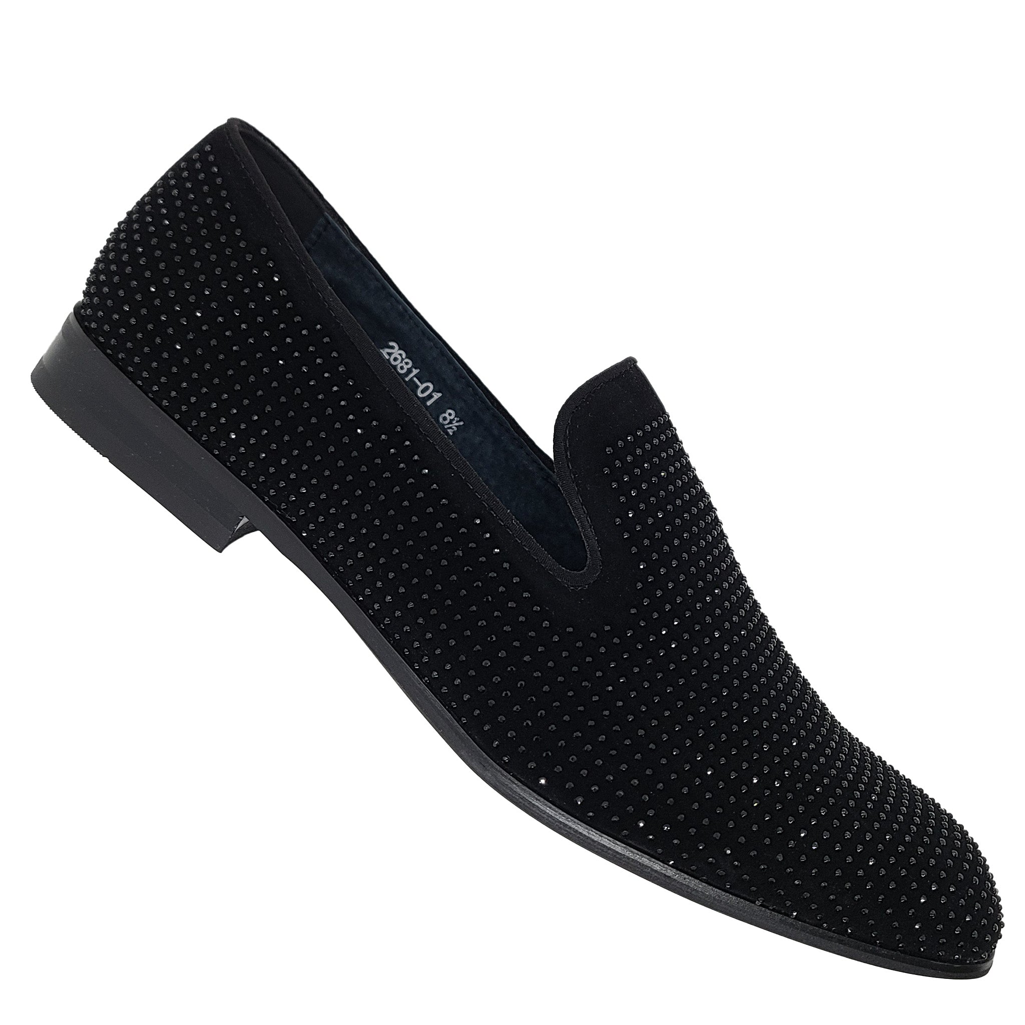Black Crystal Studded Formal Loafers 10.5