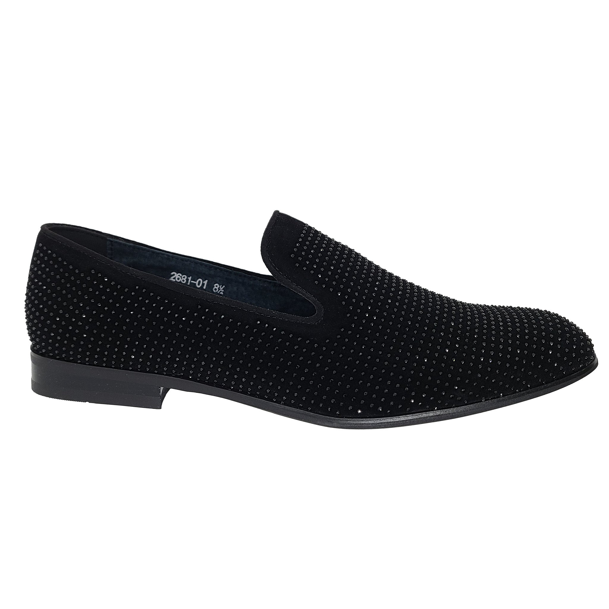 Black Crystal Studded Formal Loafers