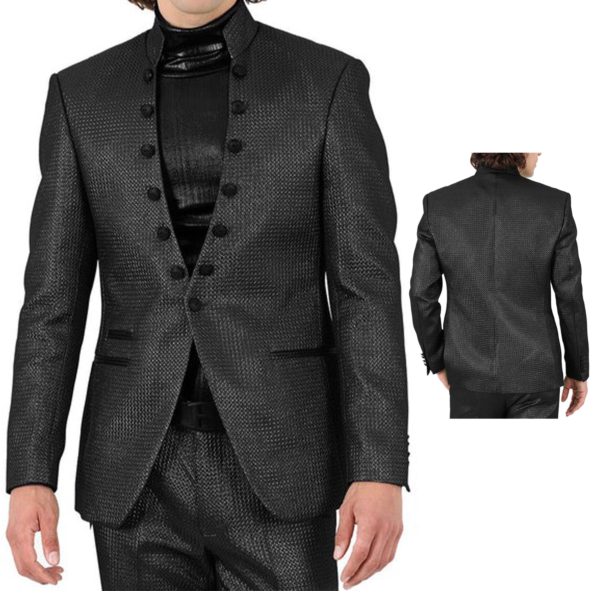 Black Mandarin Collar Fashion Blazer