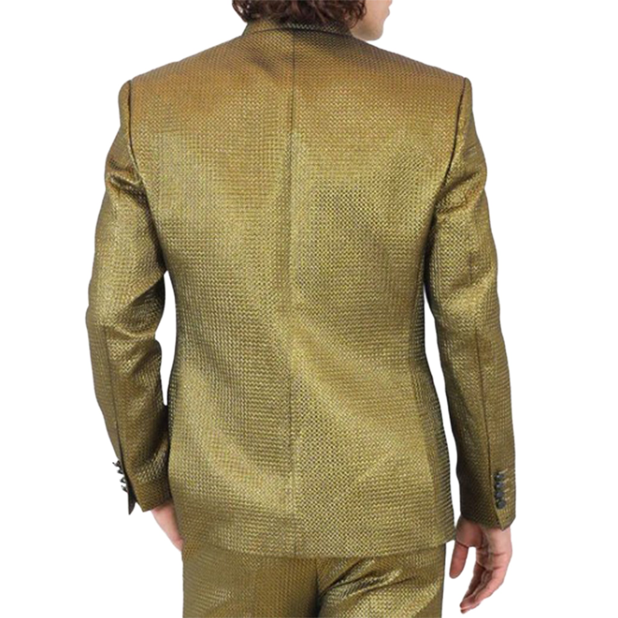 Gold Mandarin Collar Fashion Blazer