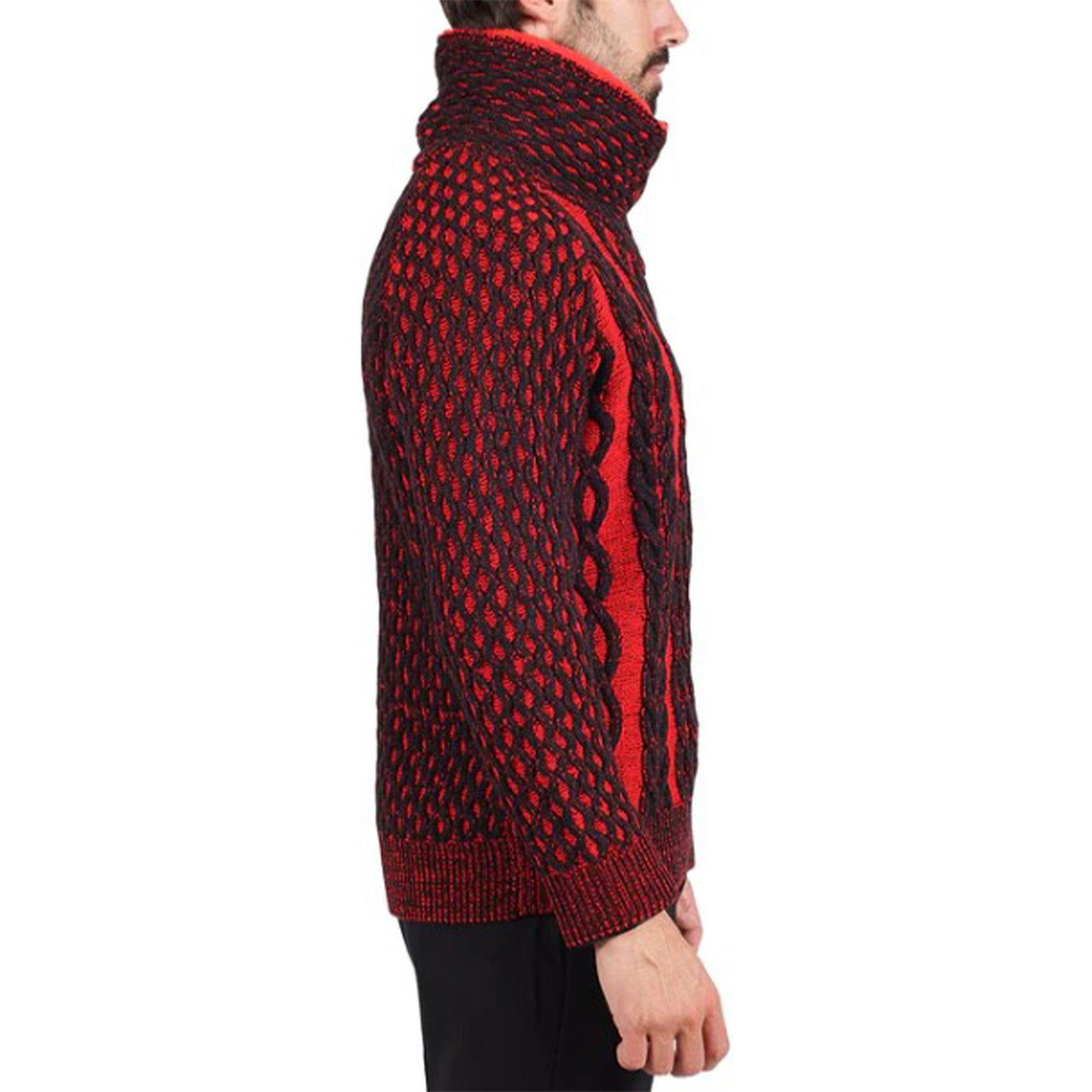 Black/Red Cowl Neck Men's Sweater | D&K SUIT DISCOUNTERS Black/Red Cowl Neck Men's Sweater | D&K SUIT DISCOUNTERS