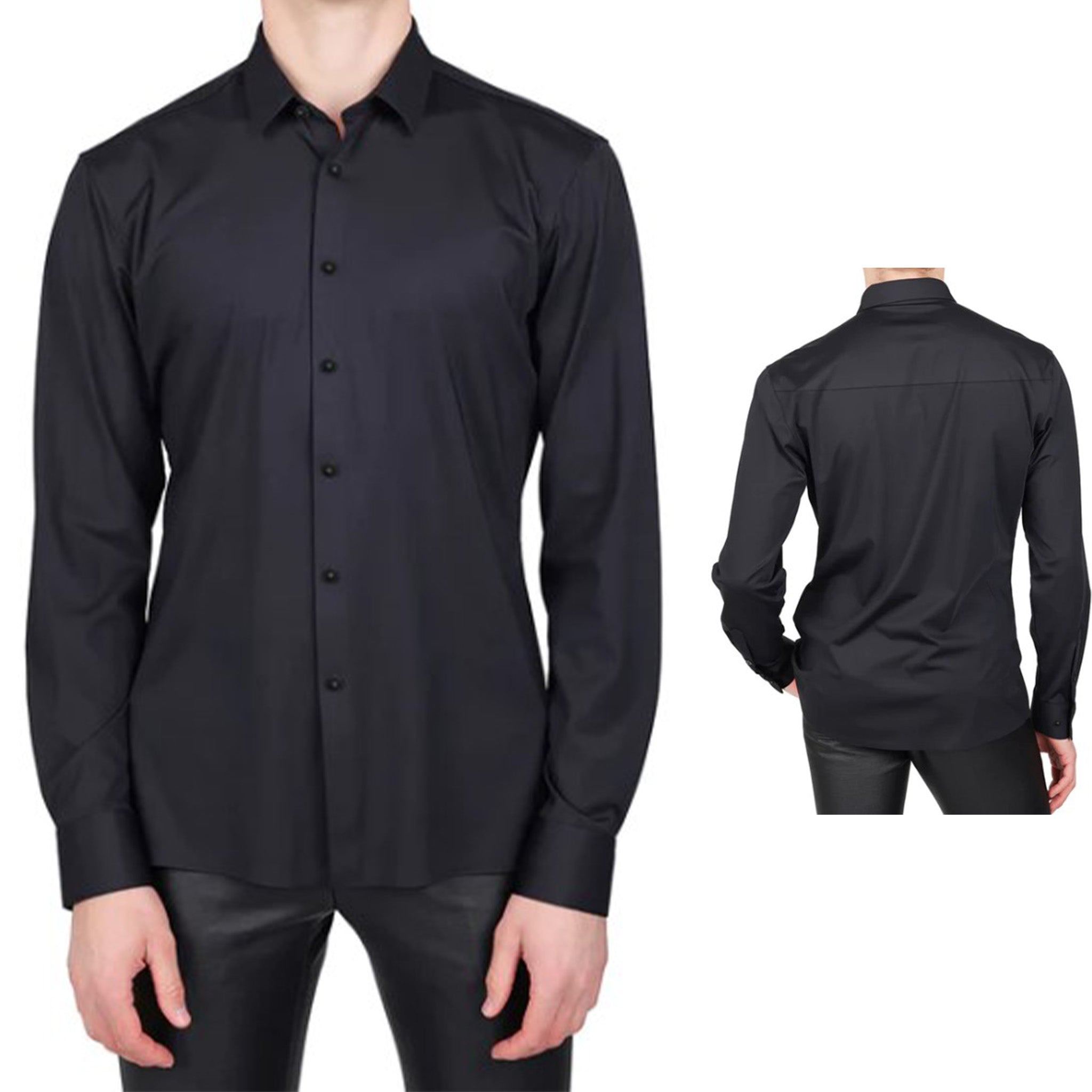 Black Slim Stretch Fashion Shirt