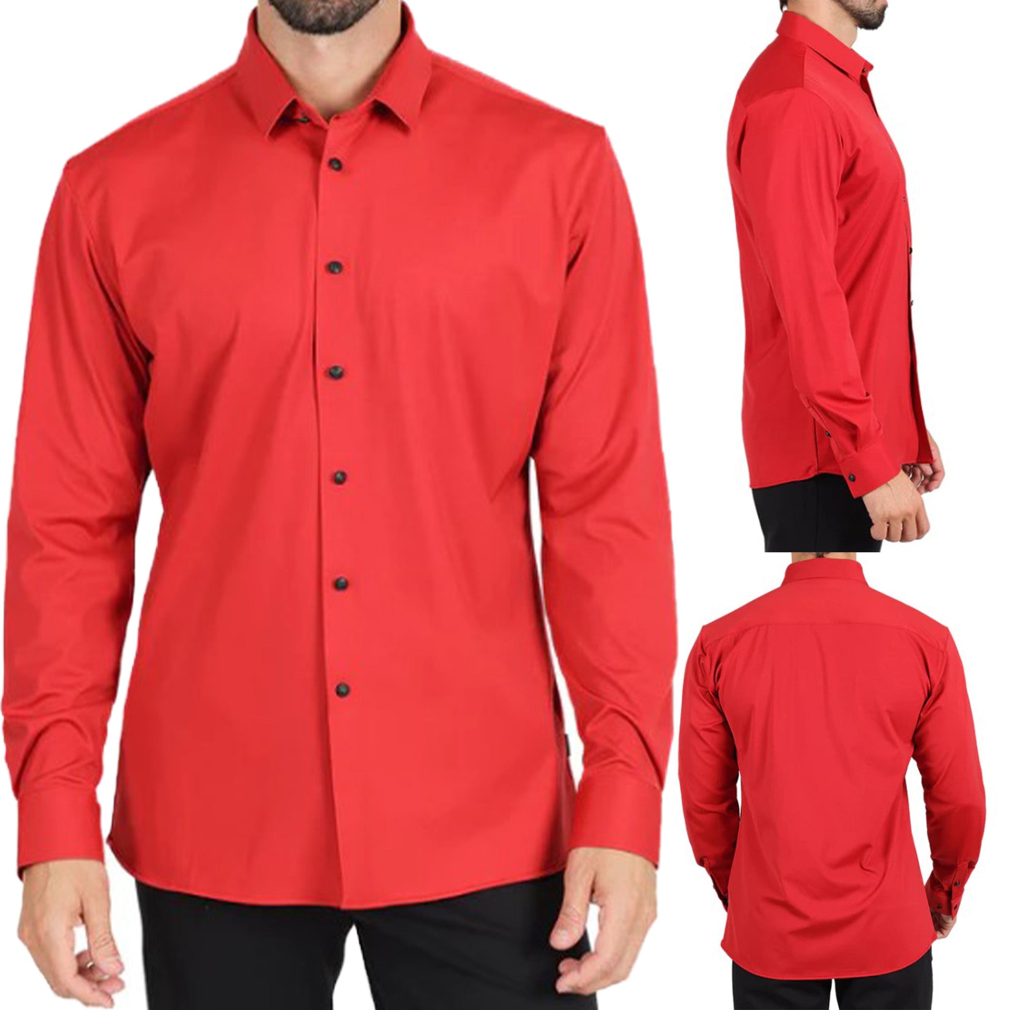 Red Slim Stretch Fashion Shirt