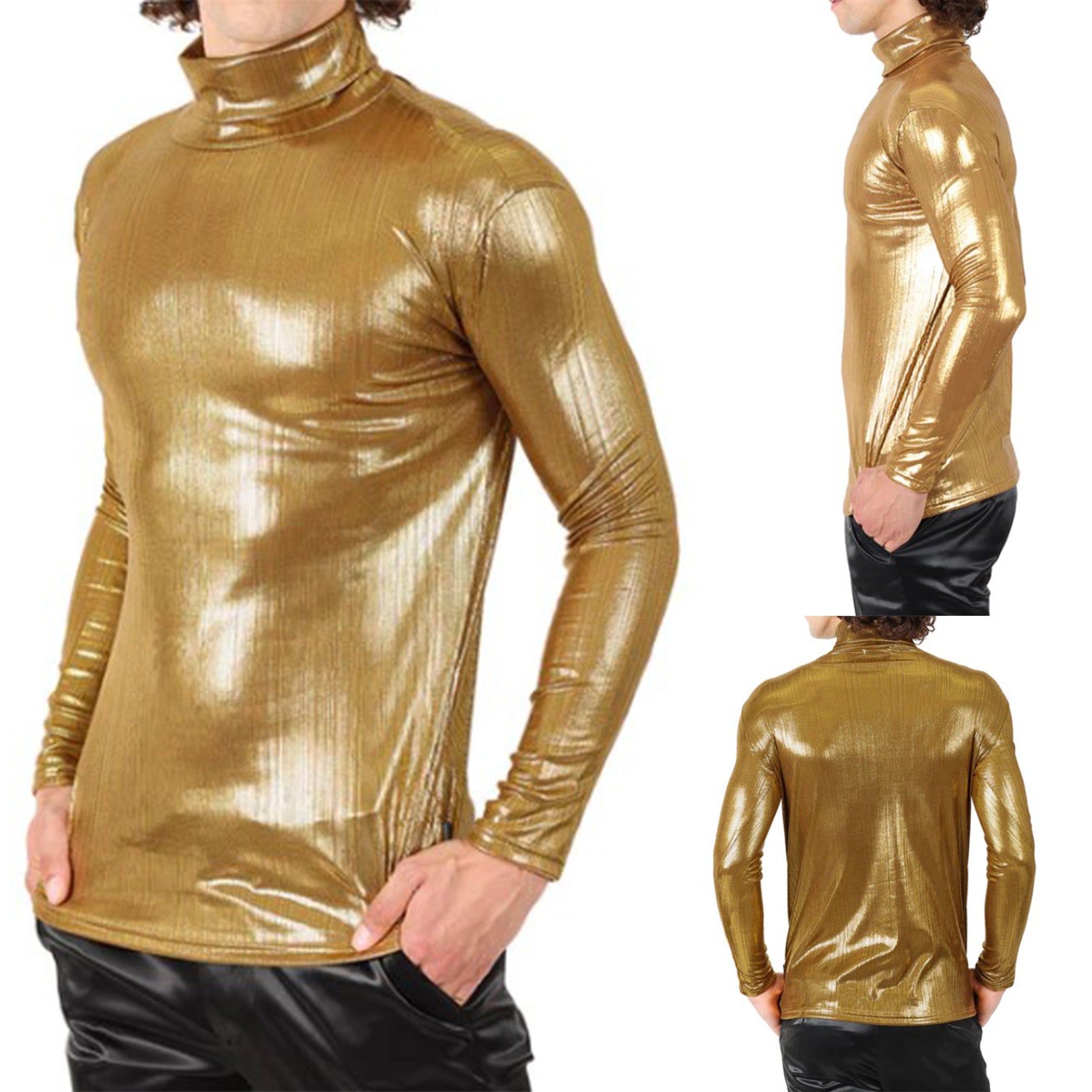 Gold Metallic Turtle Neck Shirt