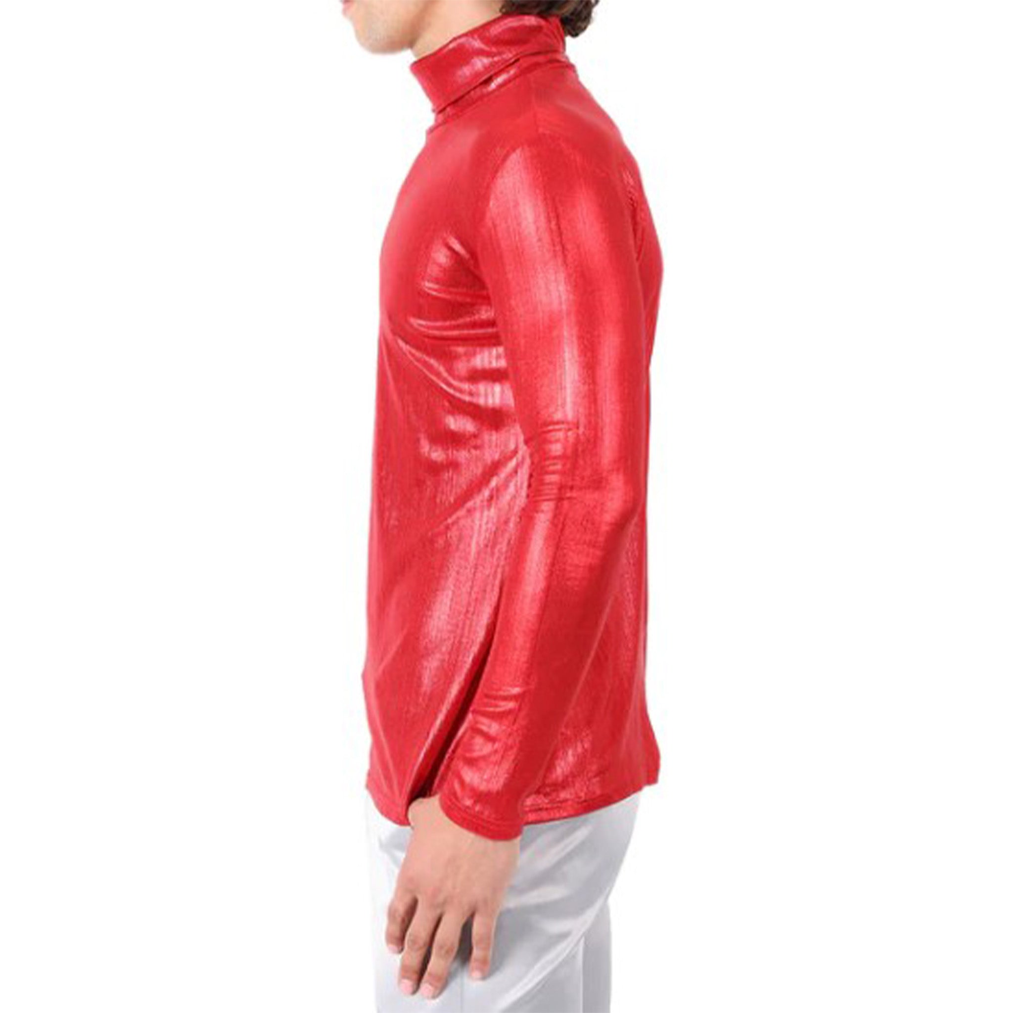 Red Metallic Turtle Neck Shirt