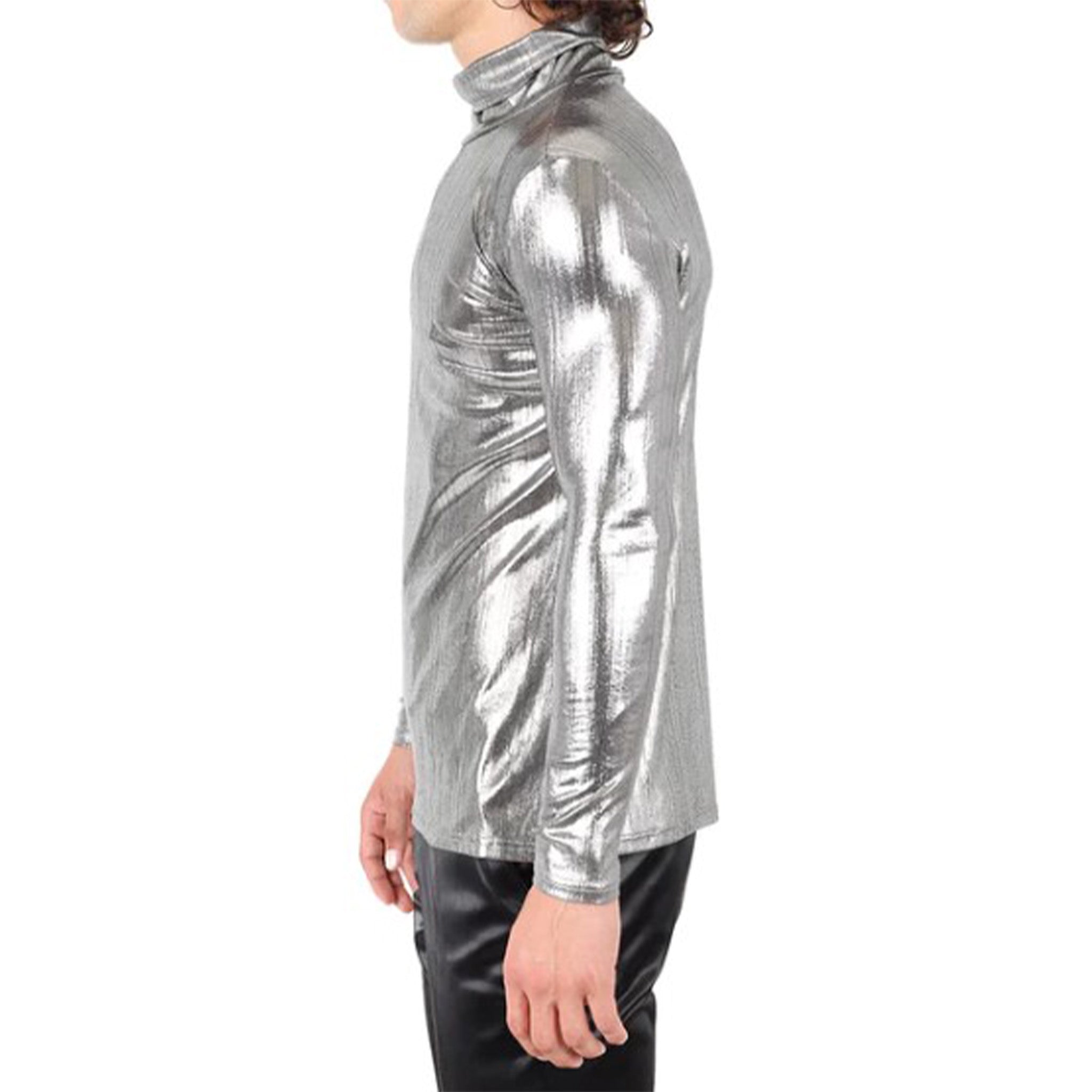 Silver Metallic Turtle Neck Shirt