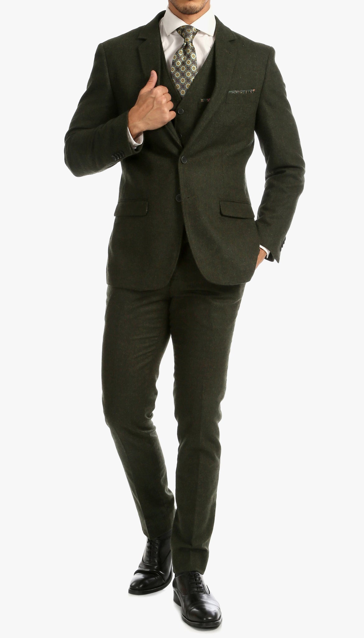 H. Green Slim Fit 3 Piece Tweed Suit
