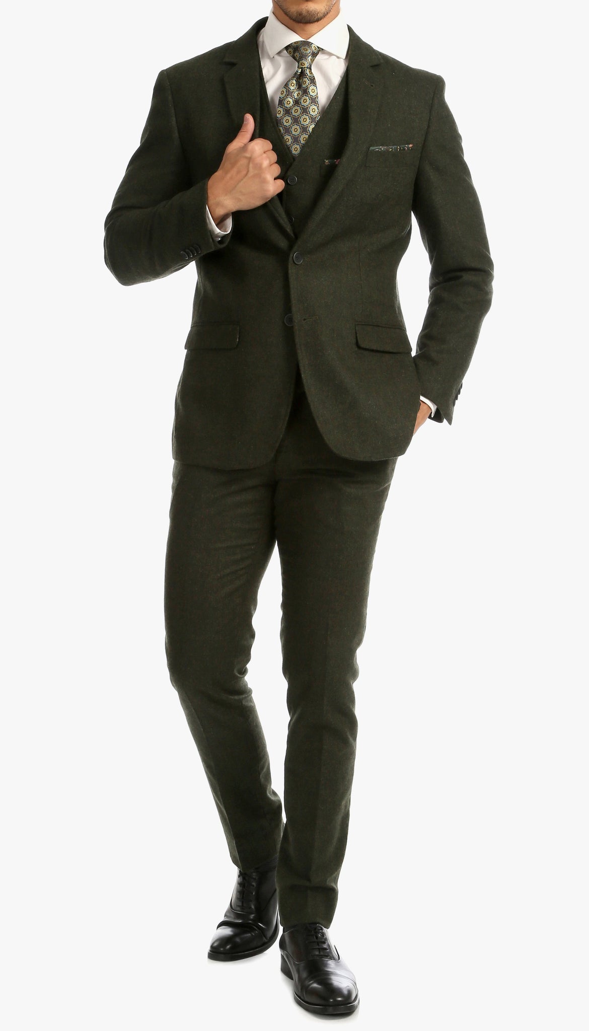 H. Green Slim Fit 3 Piece Tweed Suit