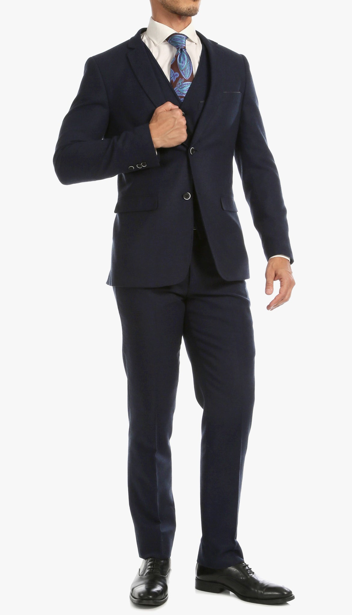 Bradford Navy Slim Fit Tweed 3pc Suit