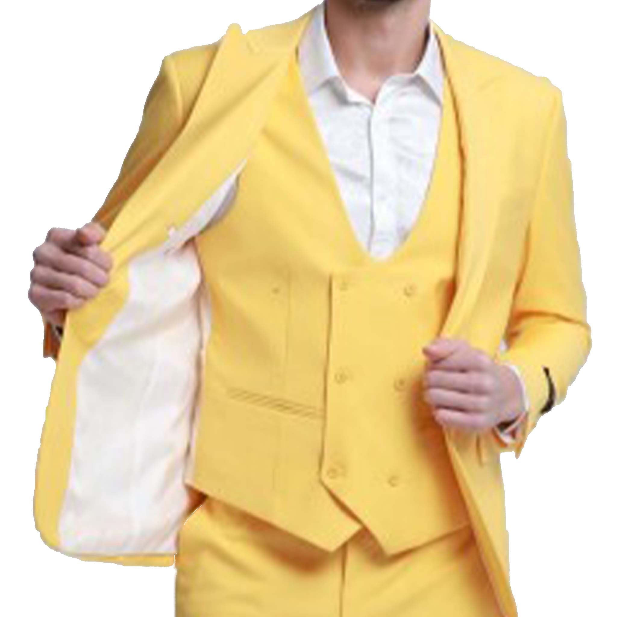 Men's Mustard 3 Piece Slim Fit Suit Wedding India | Ubuy