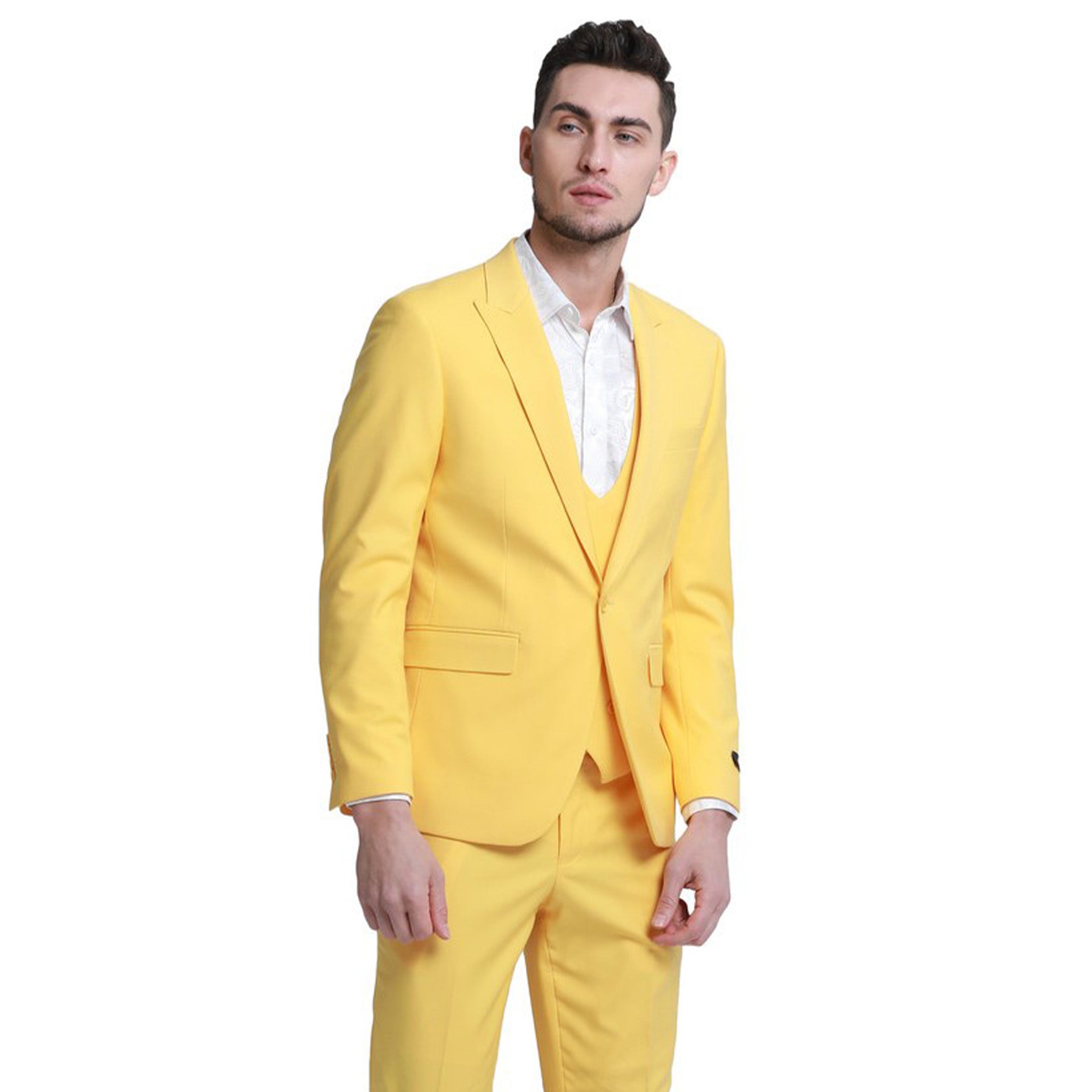 Skinny Fit Canary Yellow 3pc Suit | D&K SUIT DISCOUNTERS
