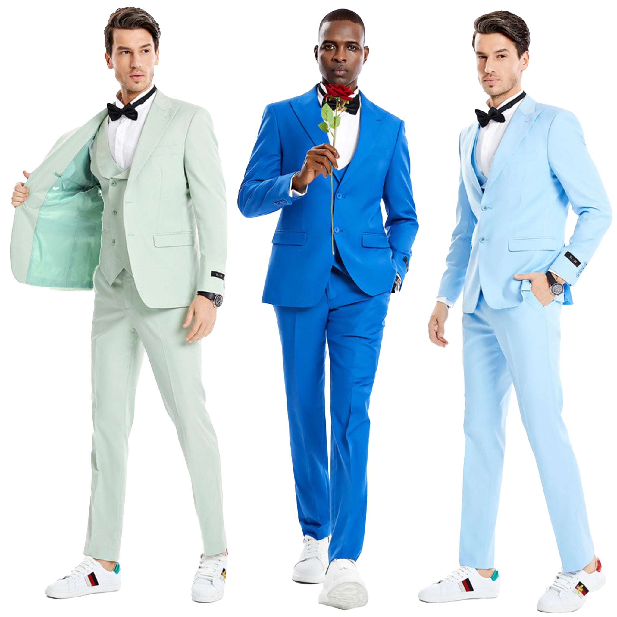 Skinny Fit Sky Blue 3pc Suit | D&K SUIT DISCOUNTERS