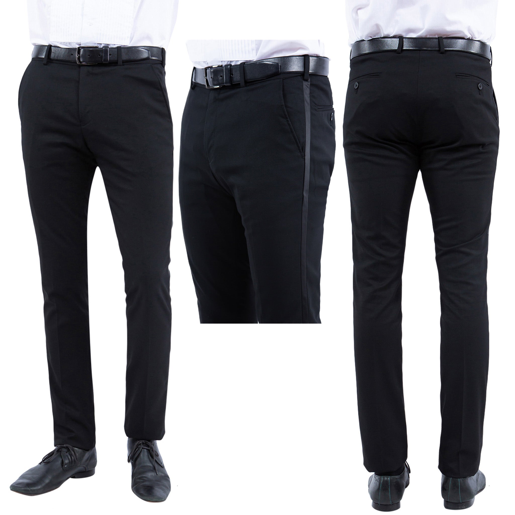 Men's Black Modern Fit Tuxedo Pants