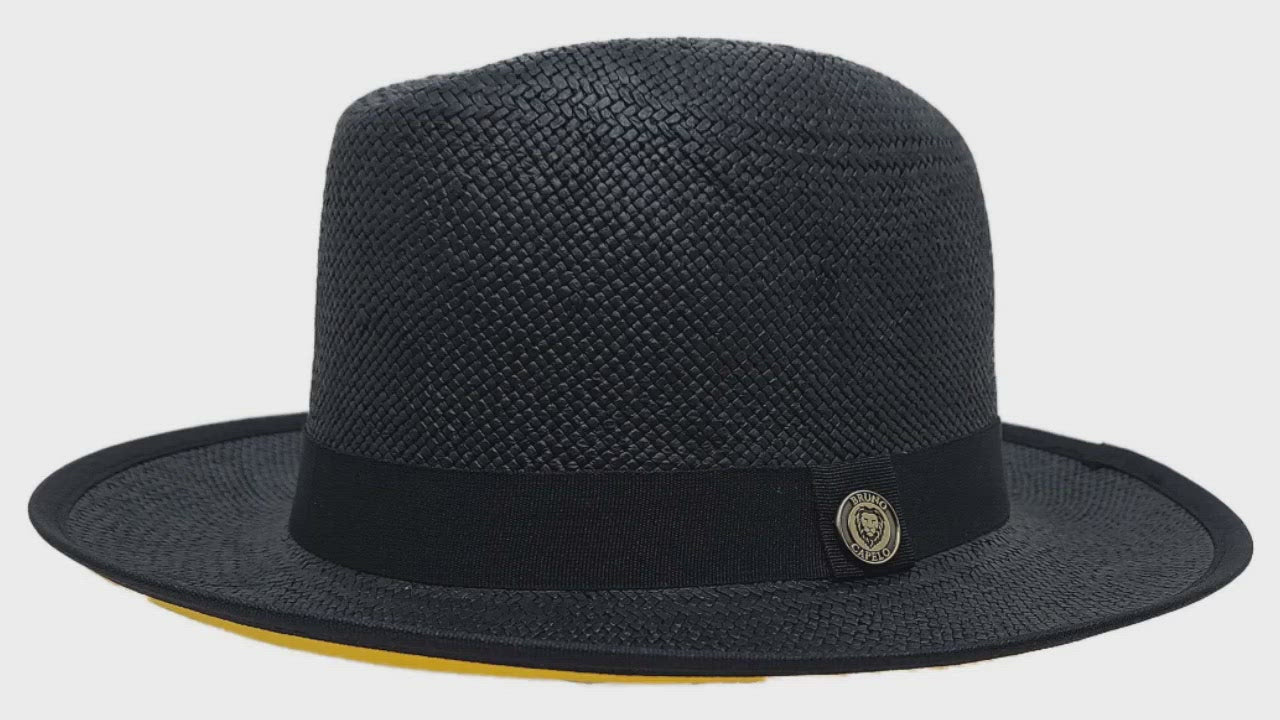 Black Contrast Bottom Straw Hat | D&K SUIT DISCOUNTERS display picture 1