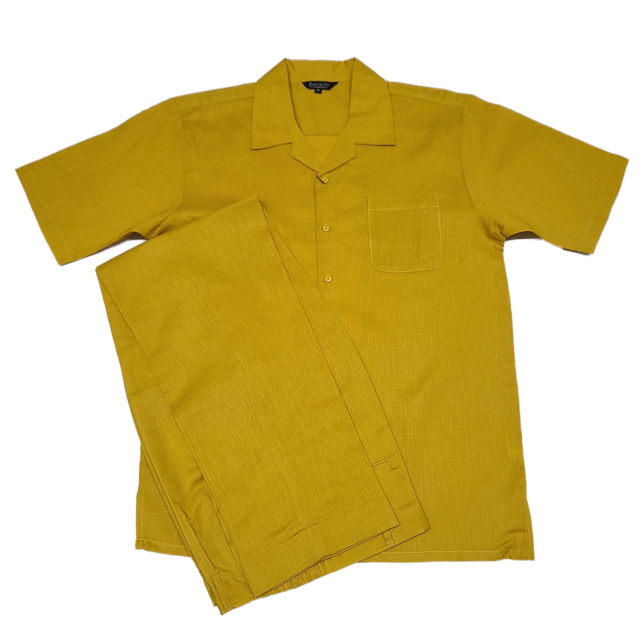 Men's Mustard Linen Leisure Suit