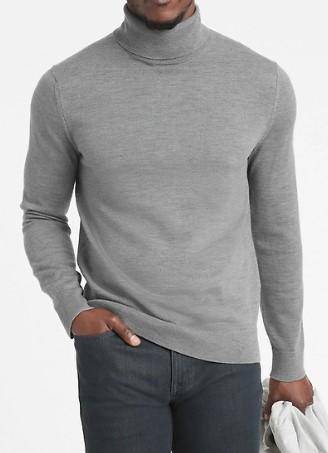 Men's Light Grey Turtle Neck Sweater