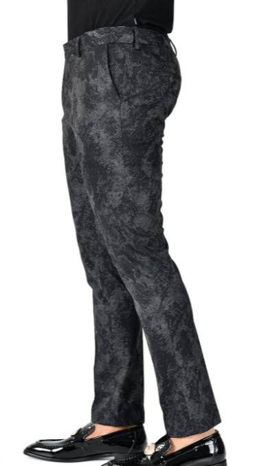 Black Snake Print Slim Fit Pants