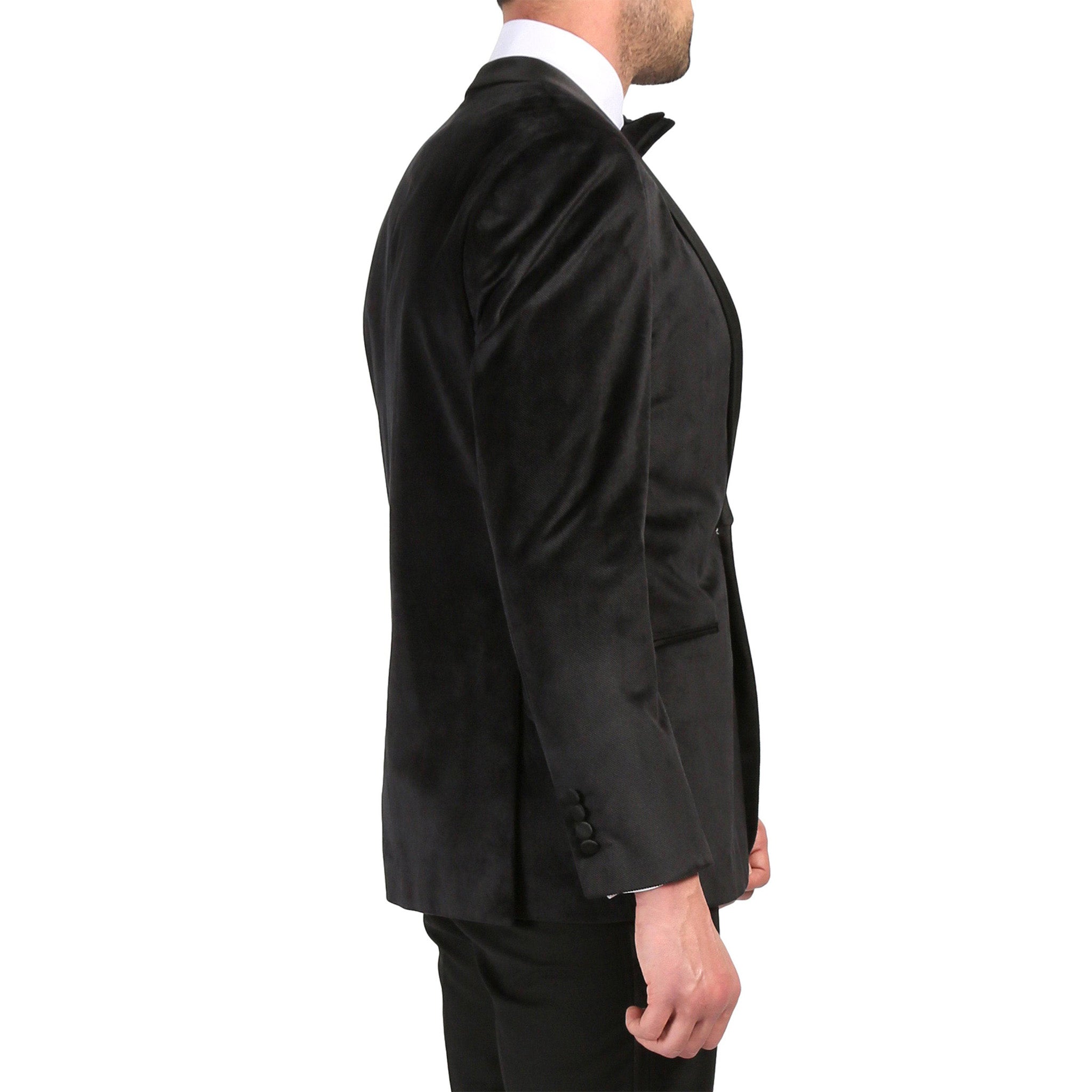 Black Slim Fit Velvet Tuxedo Blazer