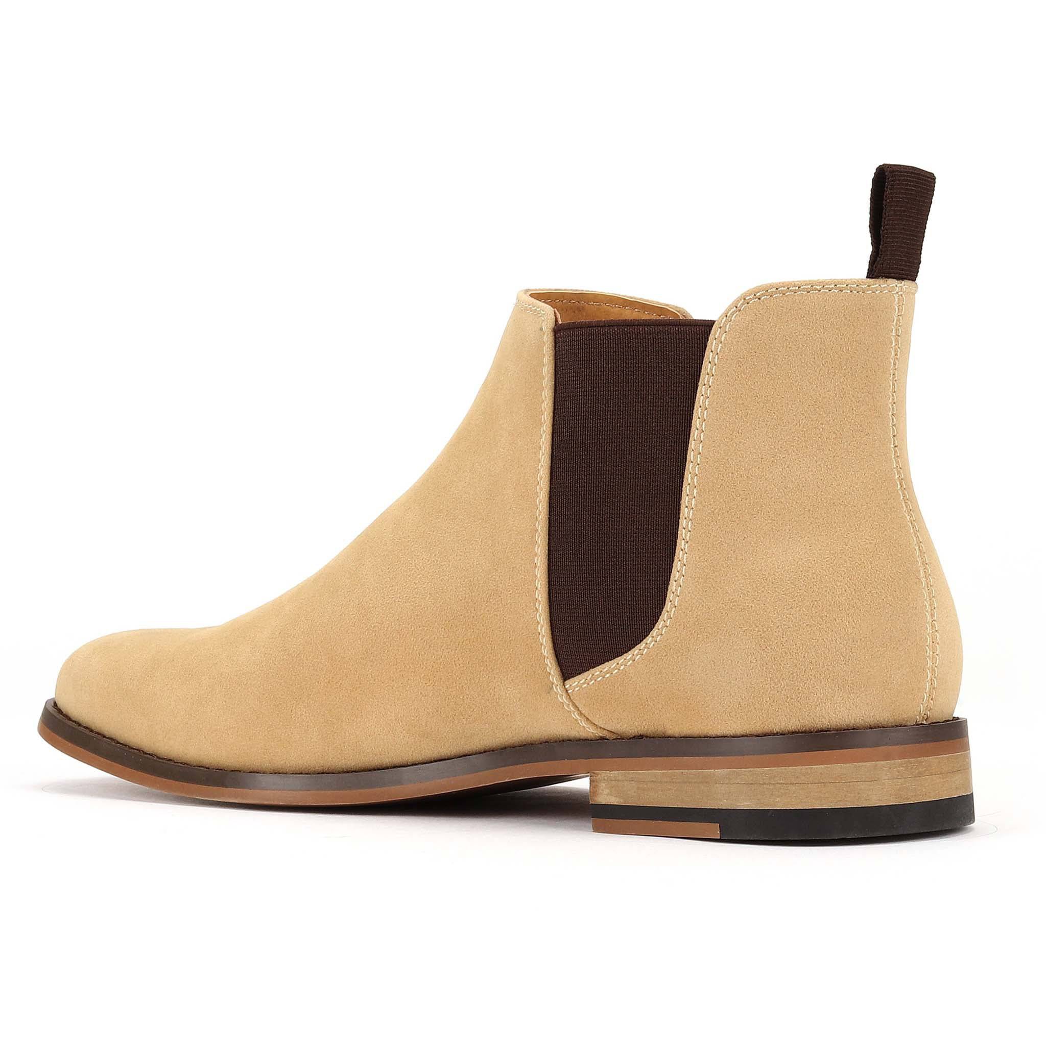 Men\'s Suede Chelsea Boots in Beige BOSS - Suede Chelsea boots with elasticated panels - Beige main image 4