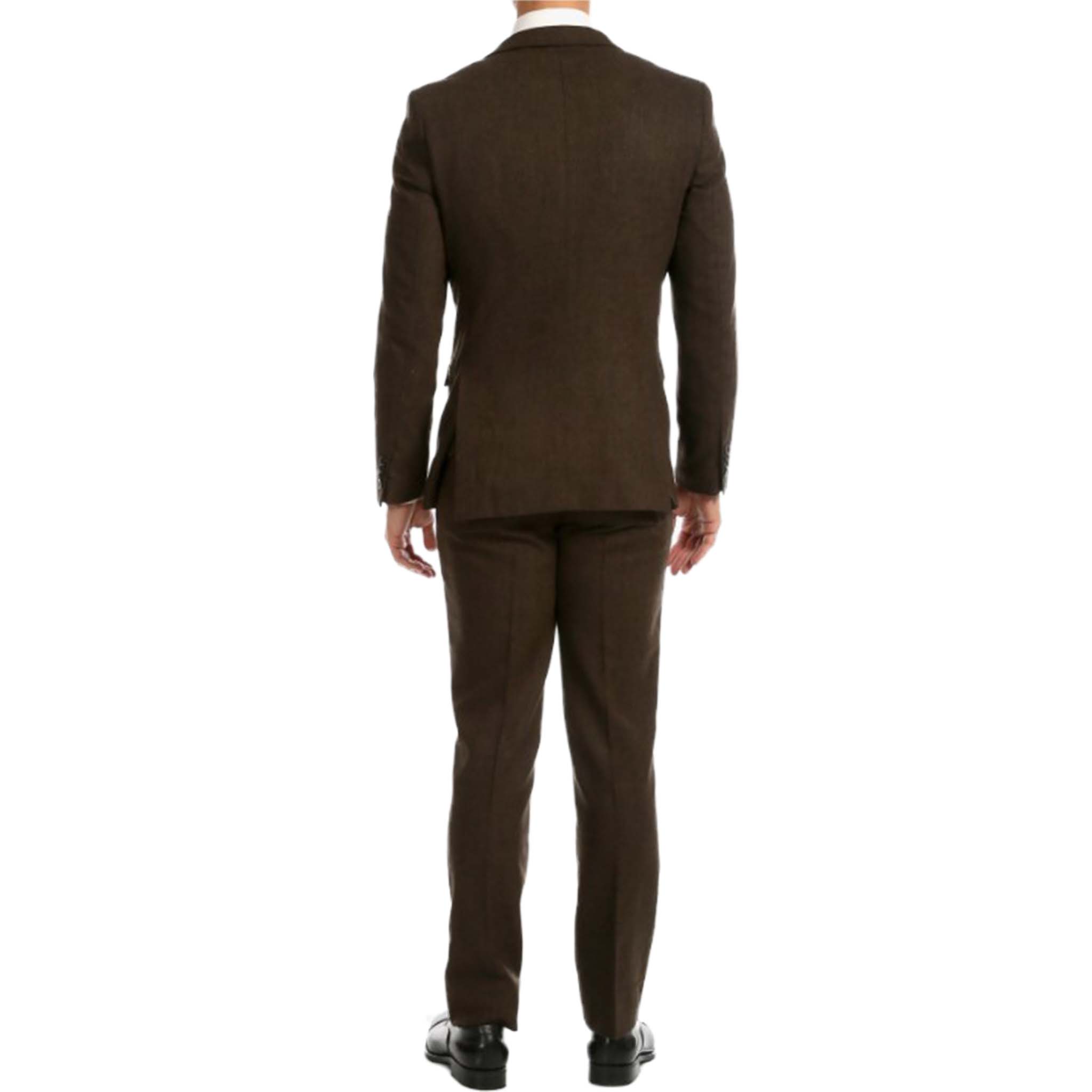 Cognac Slim Fit Tweed 3pc Suit