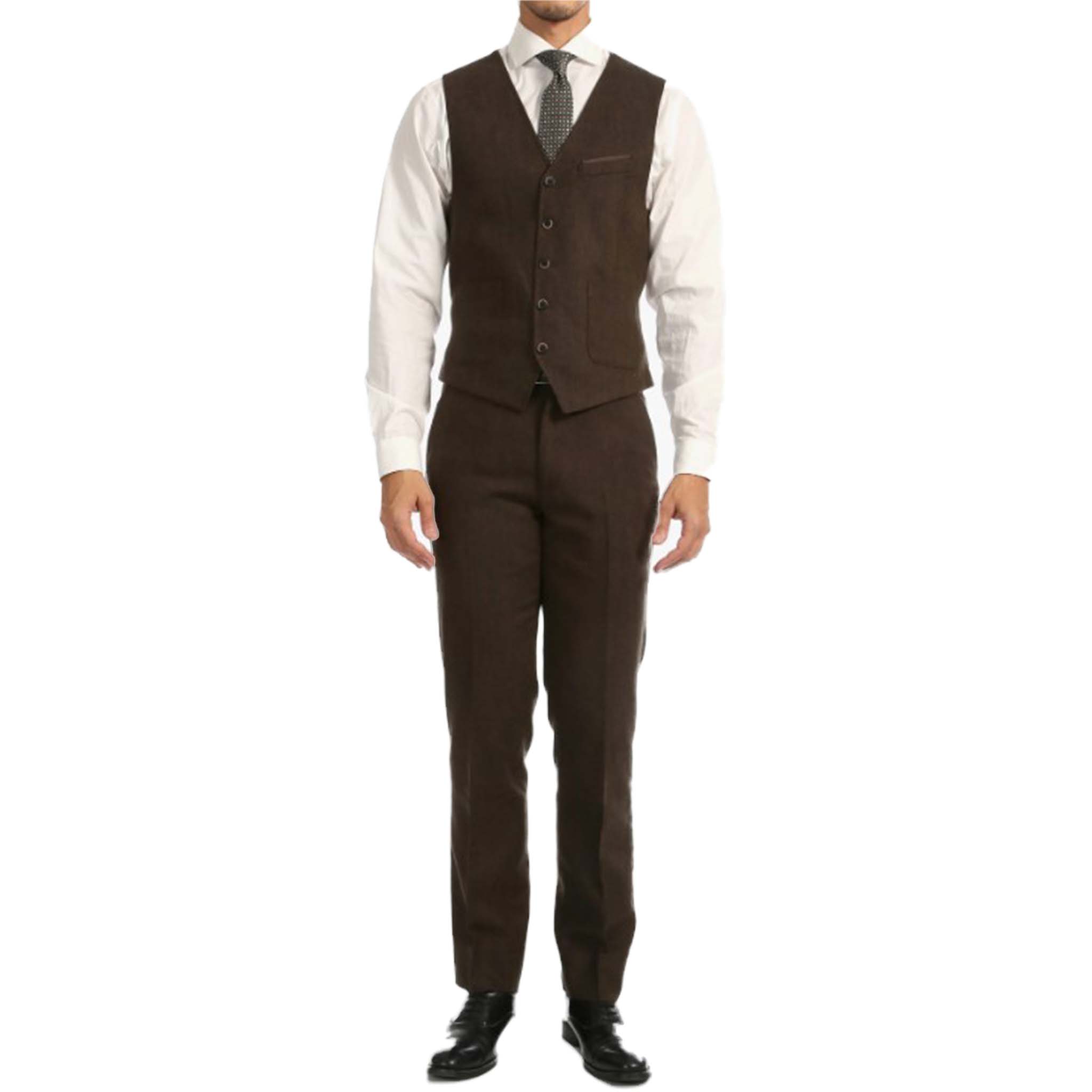 Cognac Slim Fit Tweed 3pc Suit