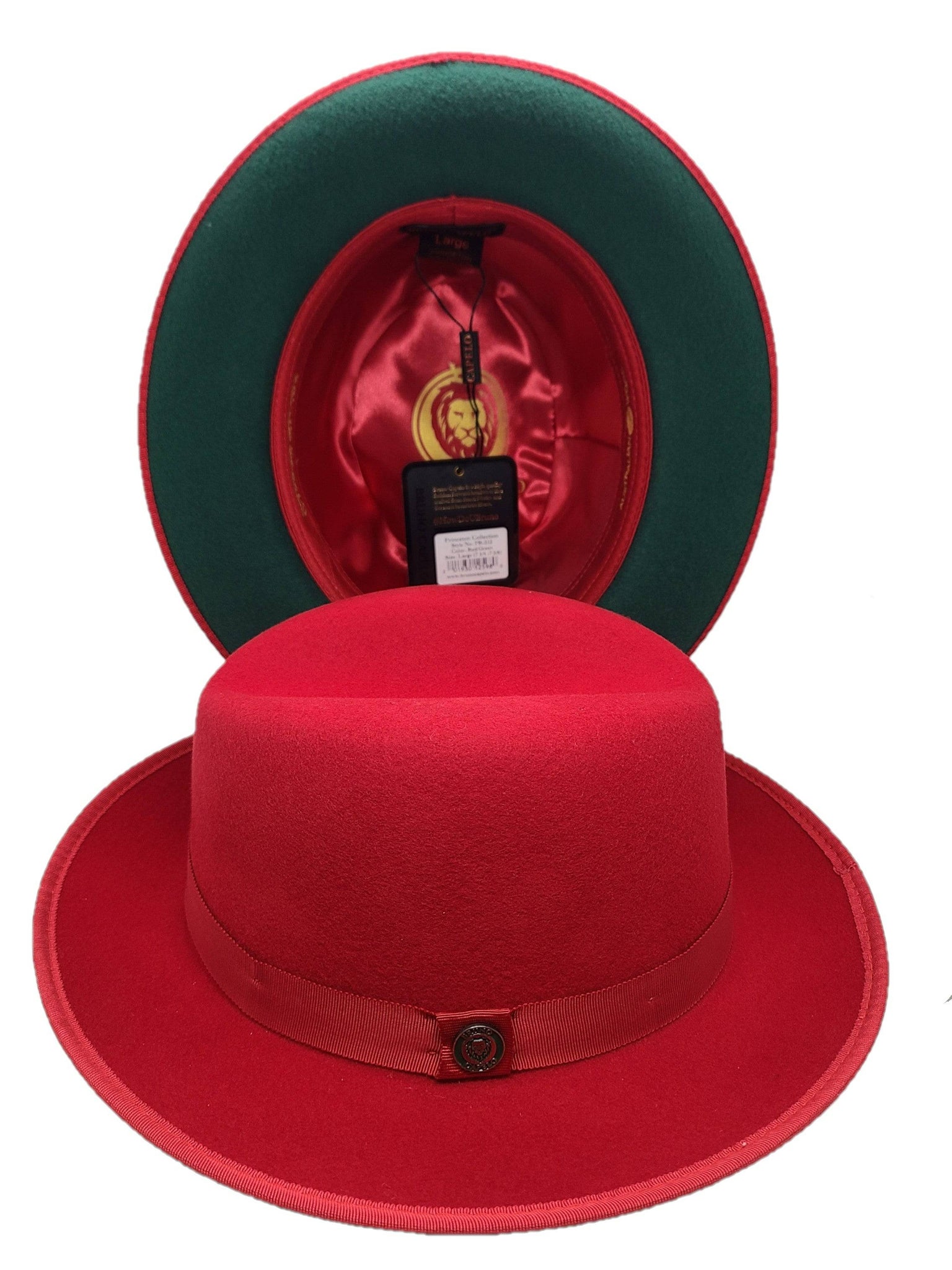 Men's and Women's Wool Fedora Hat - Stylish and warm accessory with a timeless red and green color scheme.