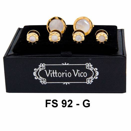 Gold Trimmed MOP Formal Set - Mother of pearl cufflinks and shirt studs with gold trimming in a gift box