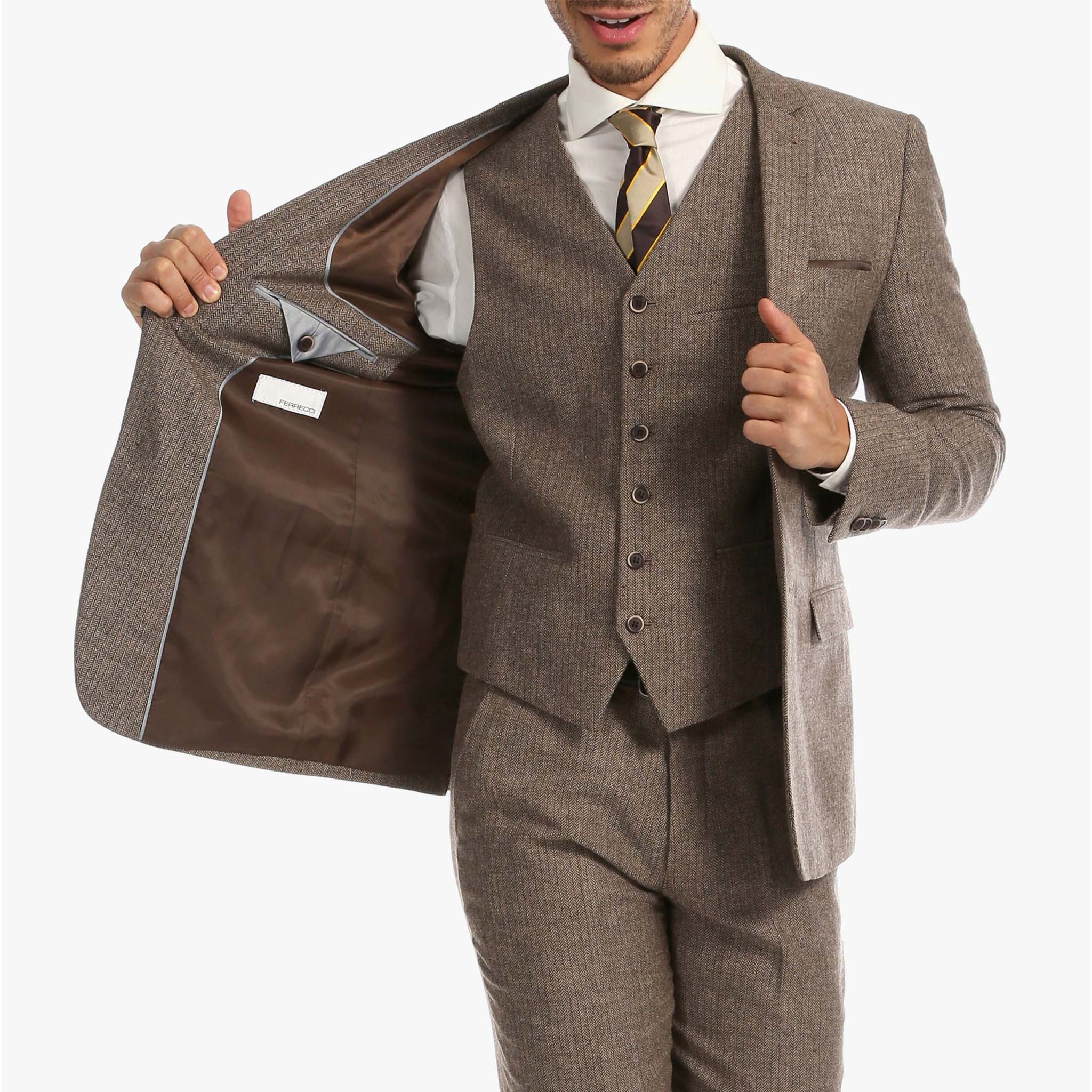 Brown 3 Piece Tweed Suit