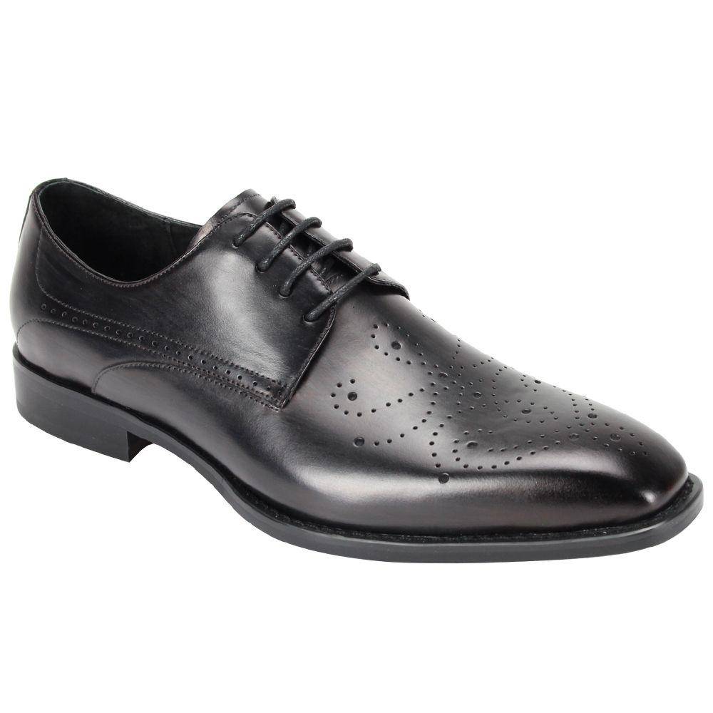 Giovanni Black Leather Oxford Shoe