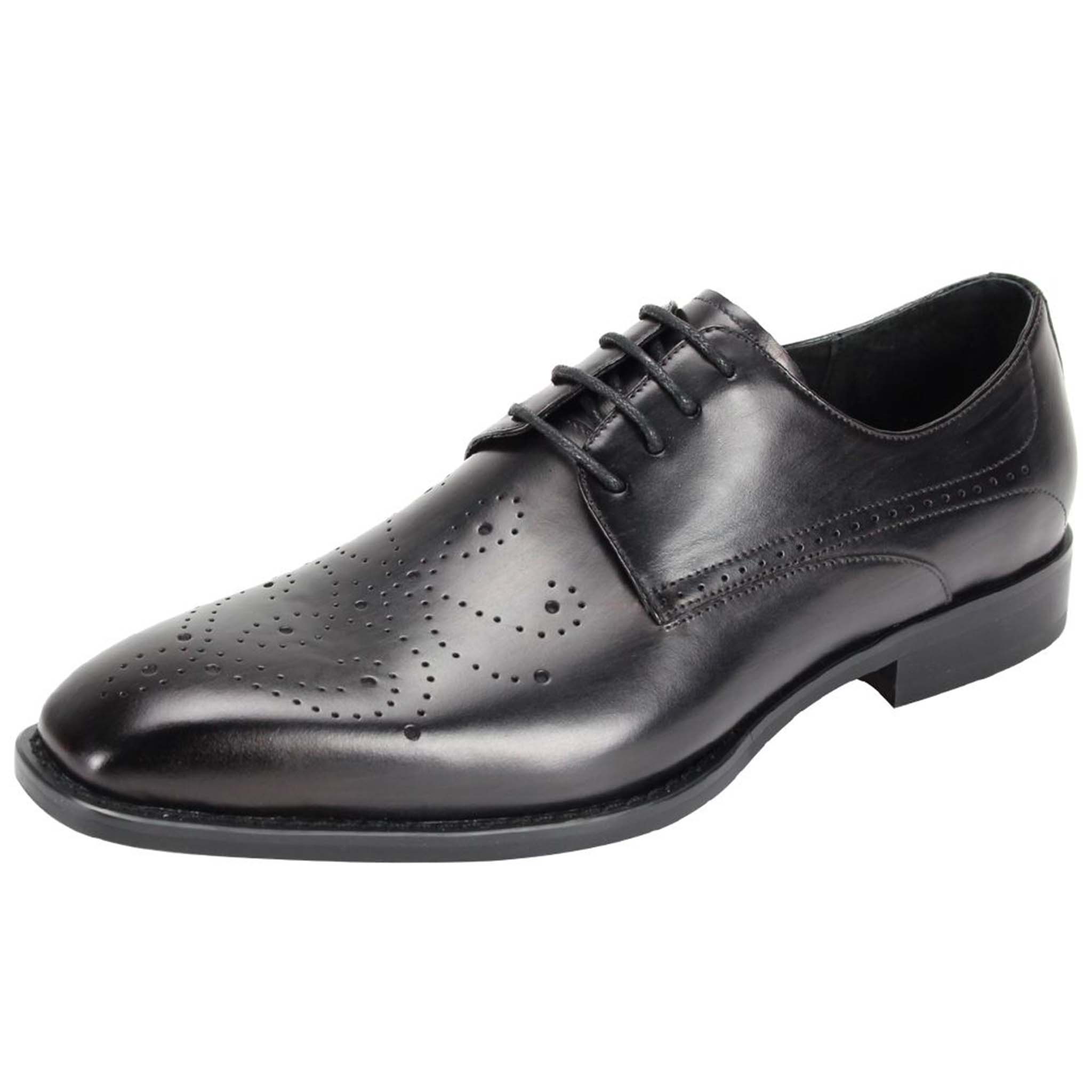 Giovanni Black Leather Oxford Shoe