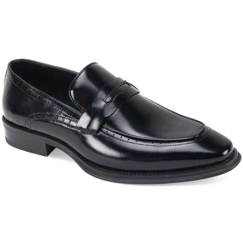 Giovanni Black Leather Penny Loafer