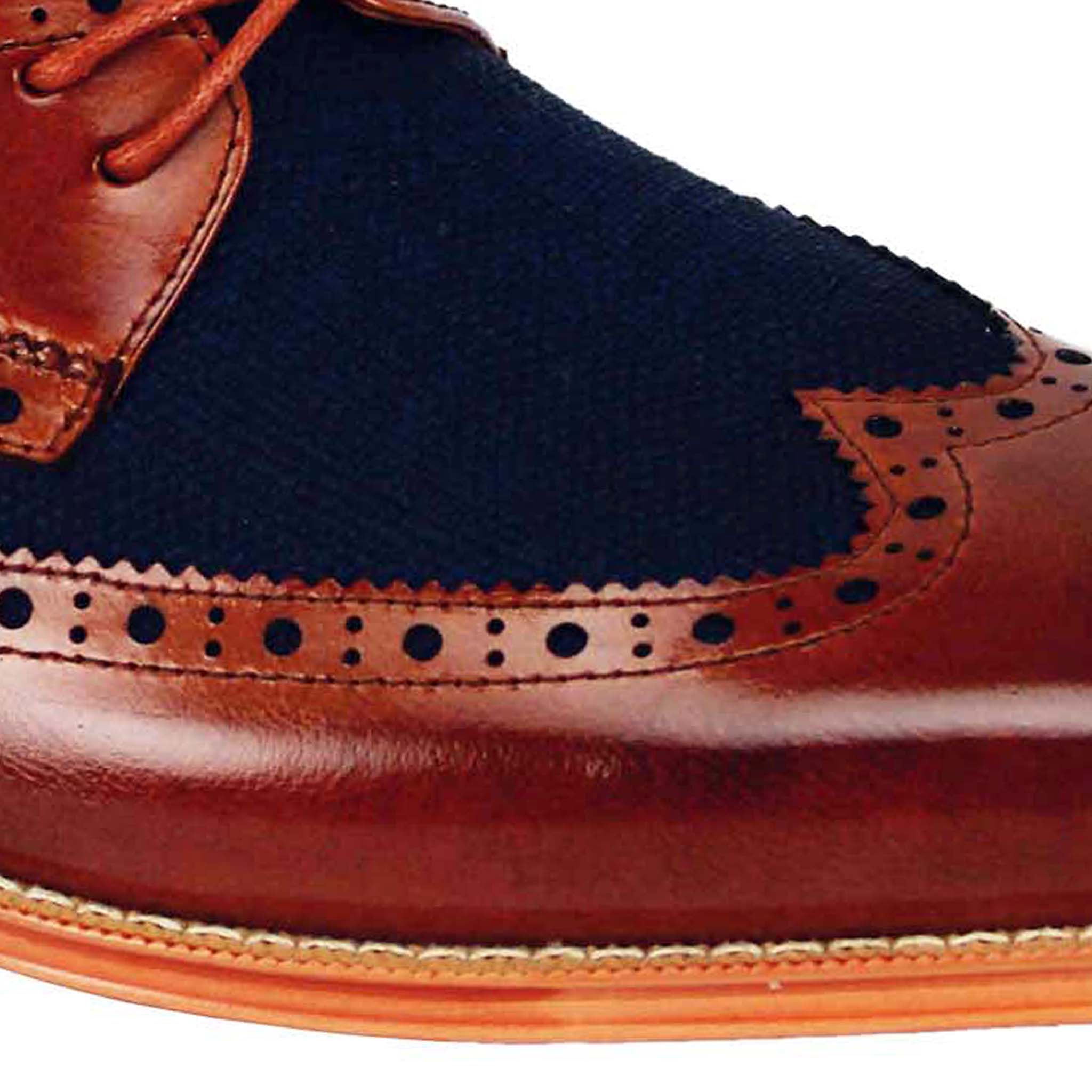 Giovanni Cognac Linen Wingtip Shoe