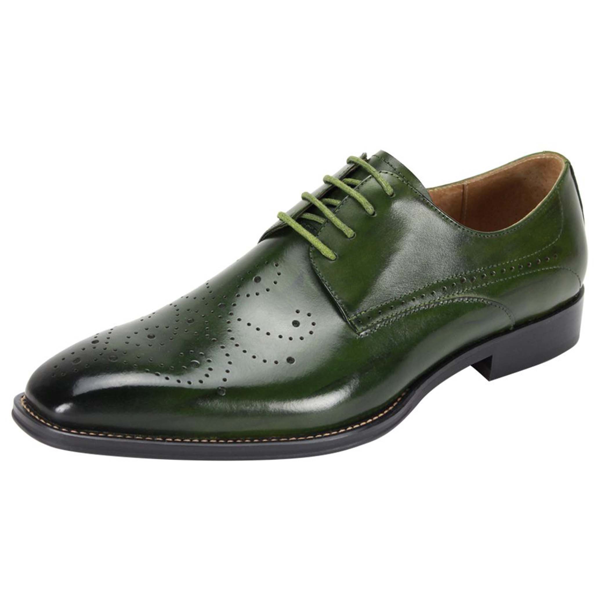 Giovanni Green Leather Oxford Shoe D&K SUIT DISCOUNTERS