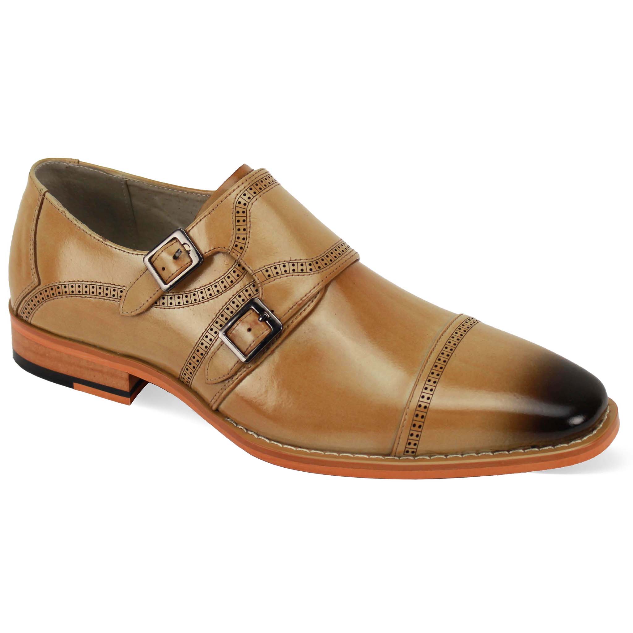 Giovani Natural Leather Monk Shoes for Men