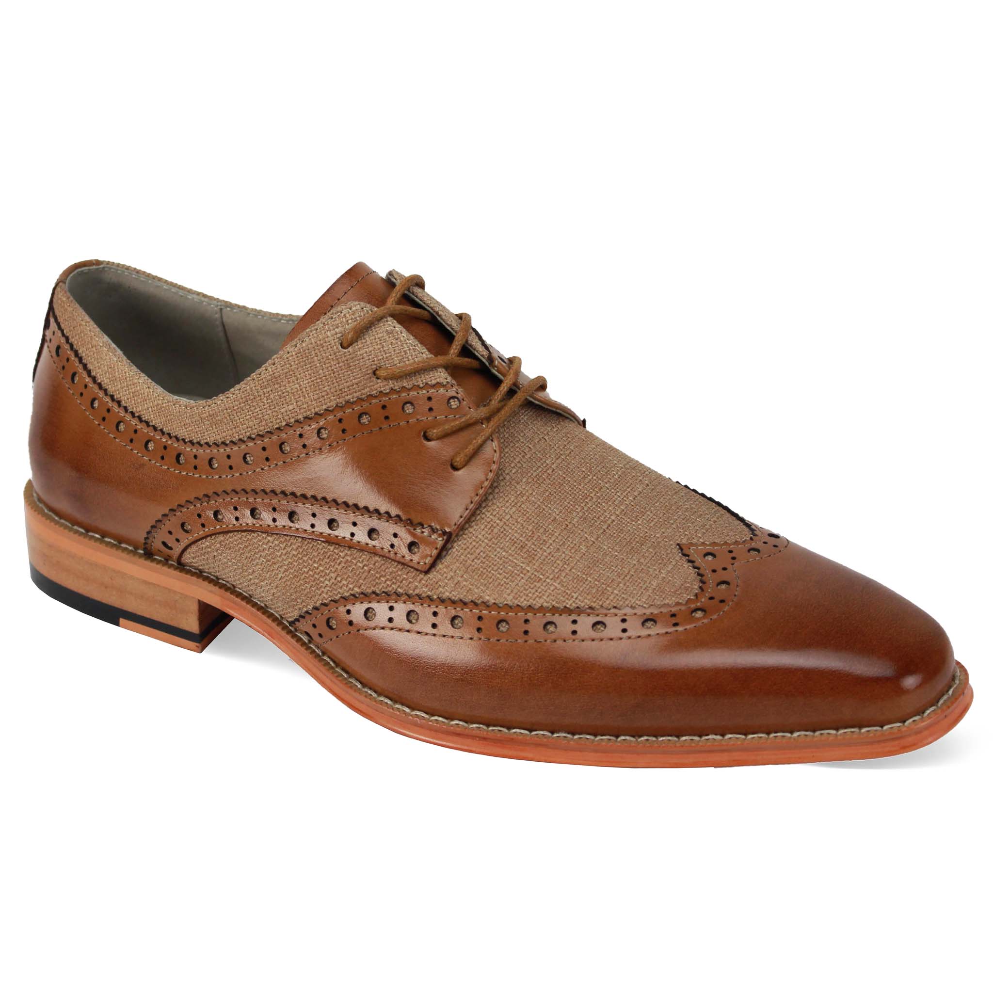 Giovanni Tan Linen Wingtip Shoe