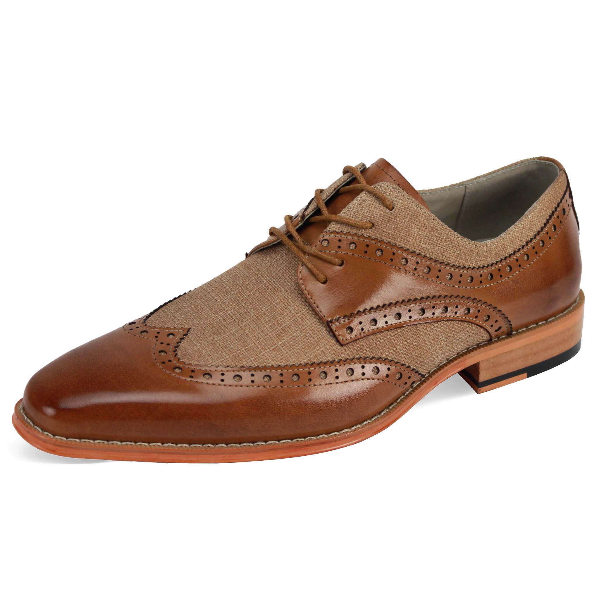 Giovanni Tan Linen Wingtip Shoe