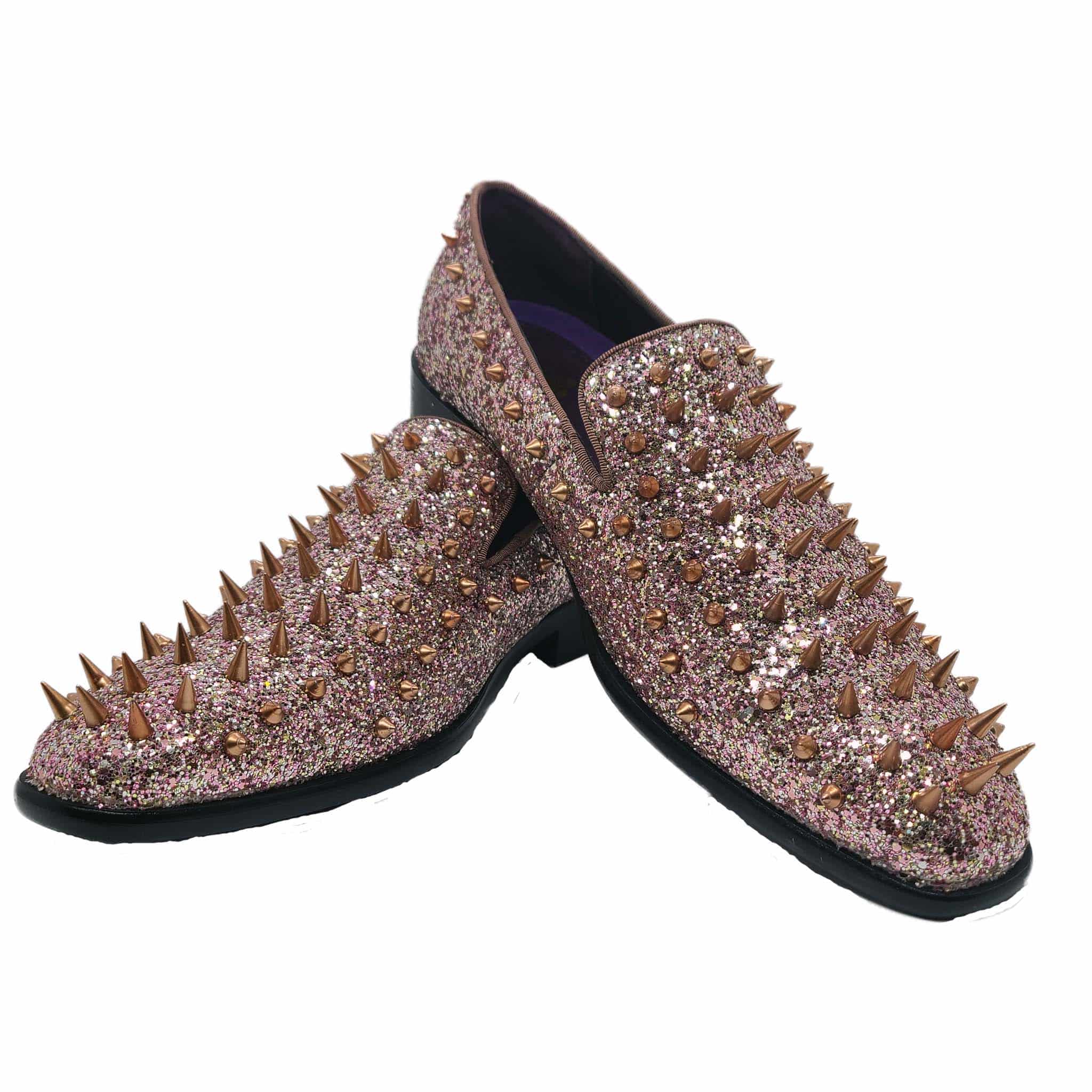 Men's Spiked Fashion Loafers in Rose Gold