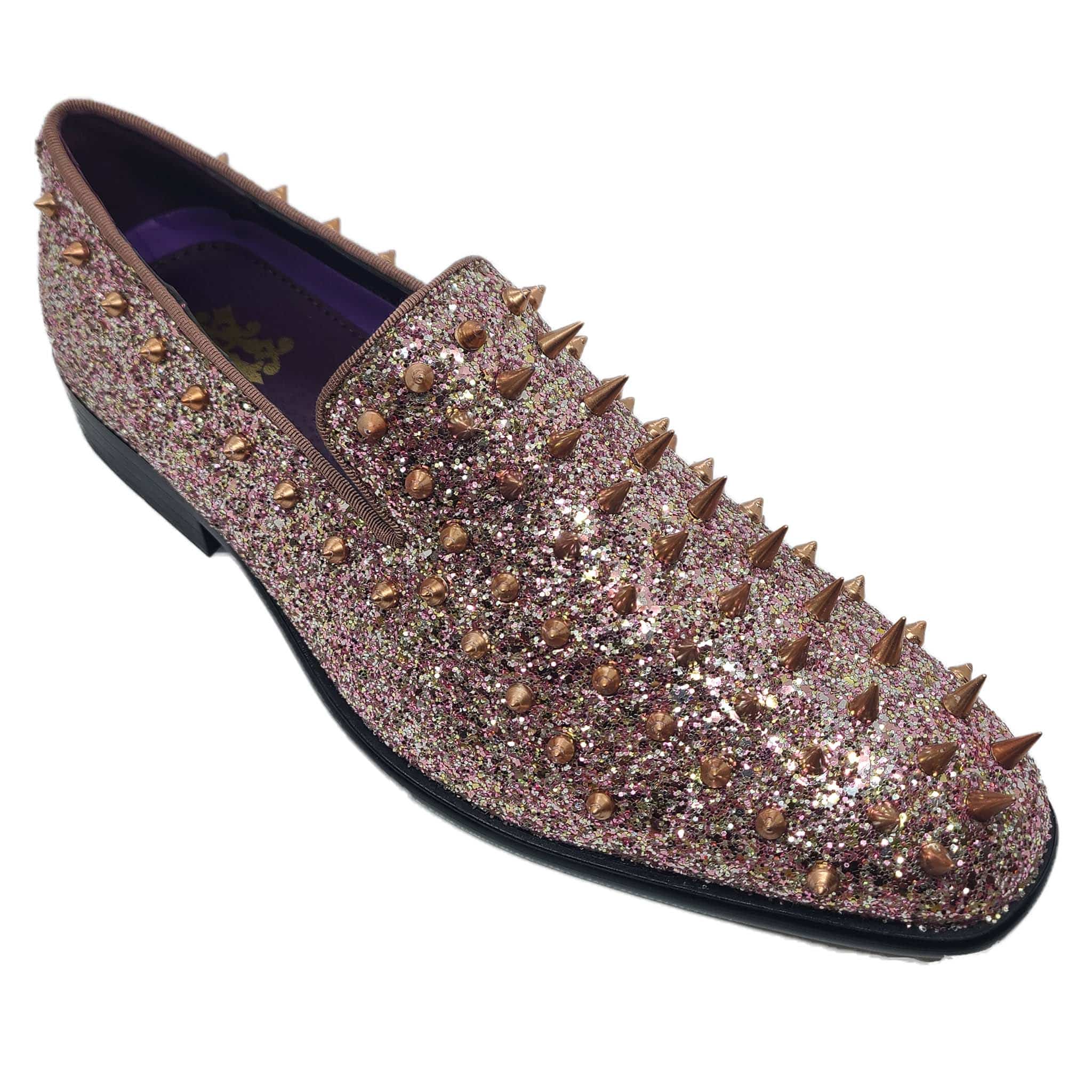 Gold Glitter Shoes Loafers 8