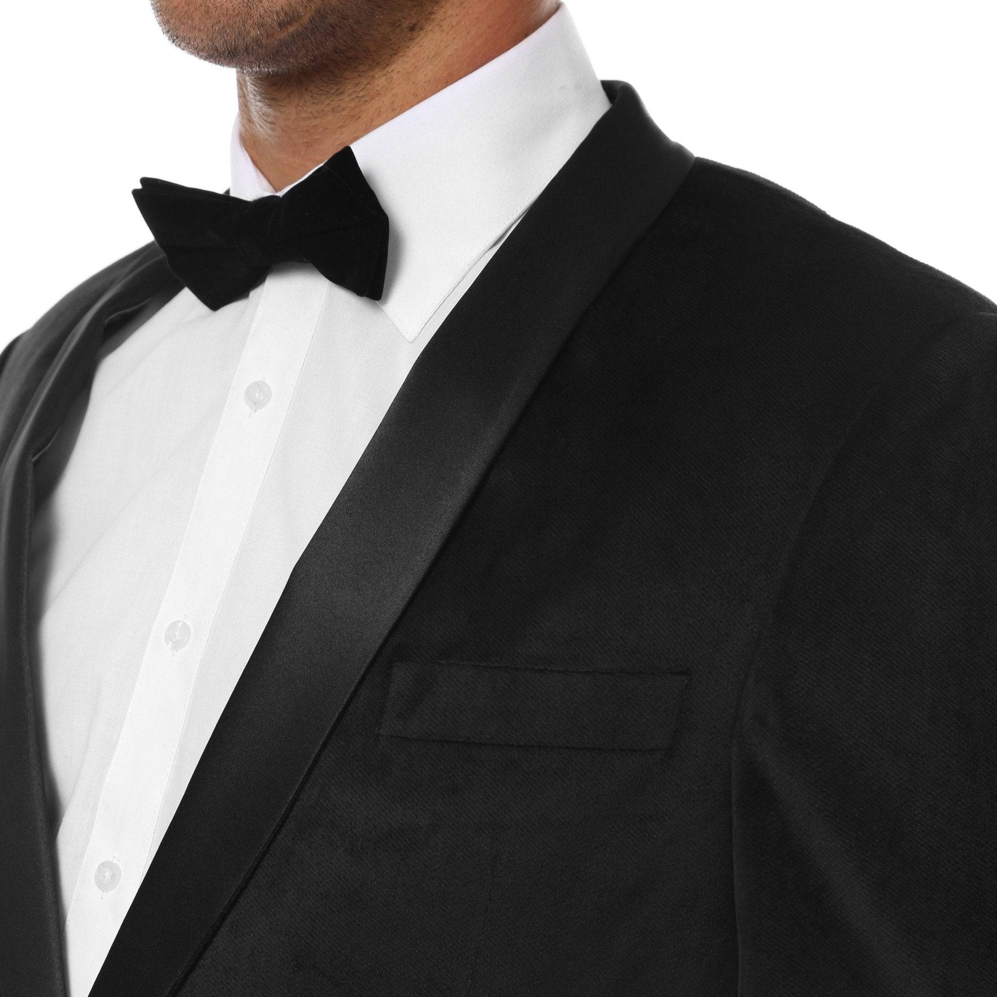 Black Slim Fit Velvet Tuxedo Blazer