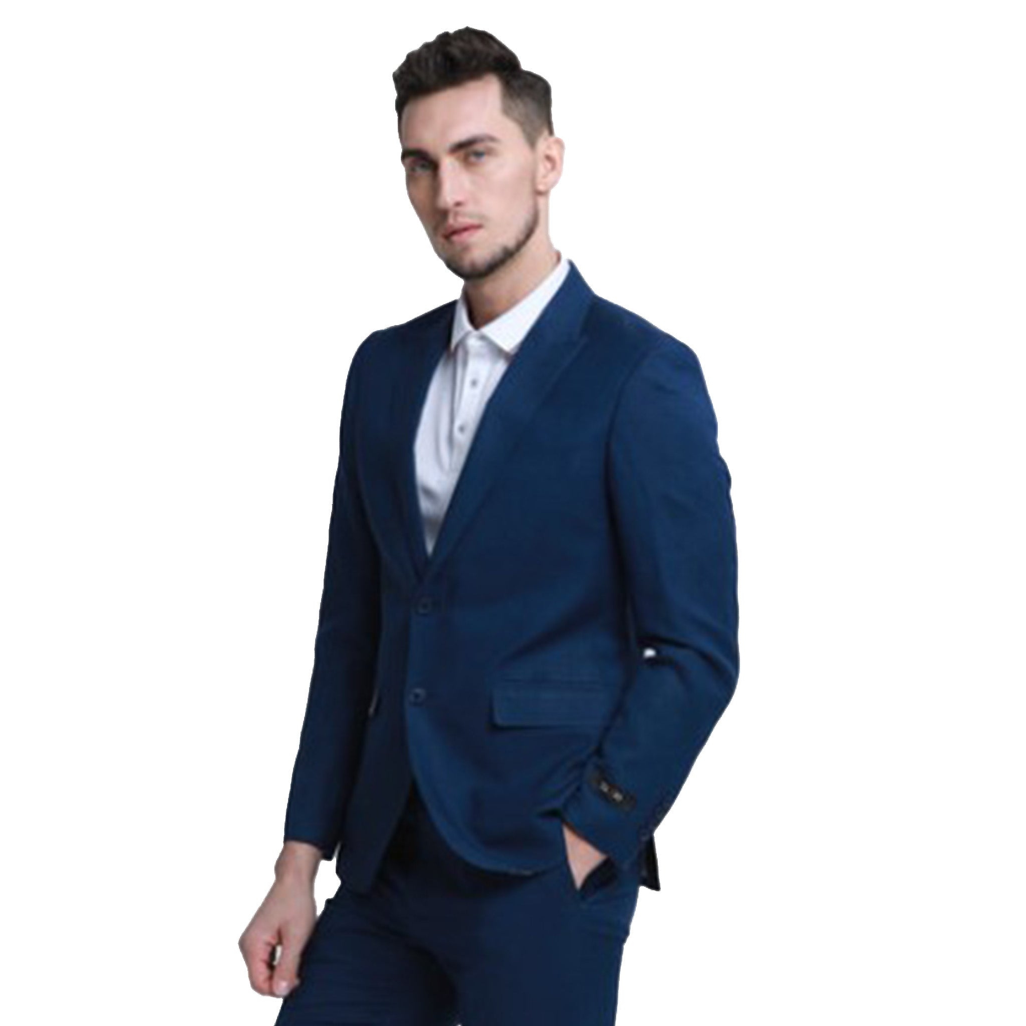 Skinny Fit Navy Linen Suit