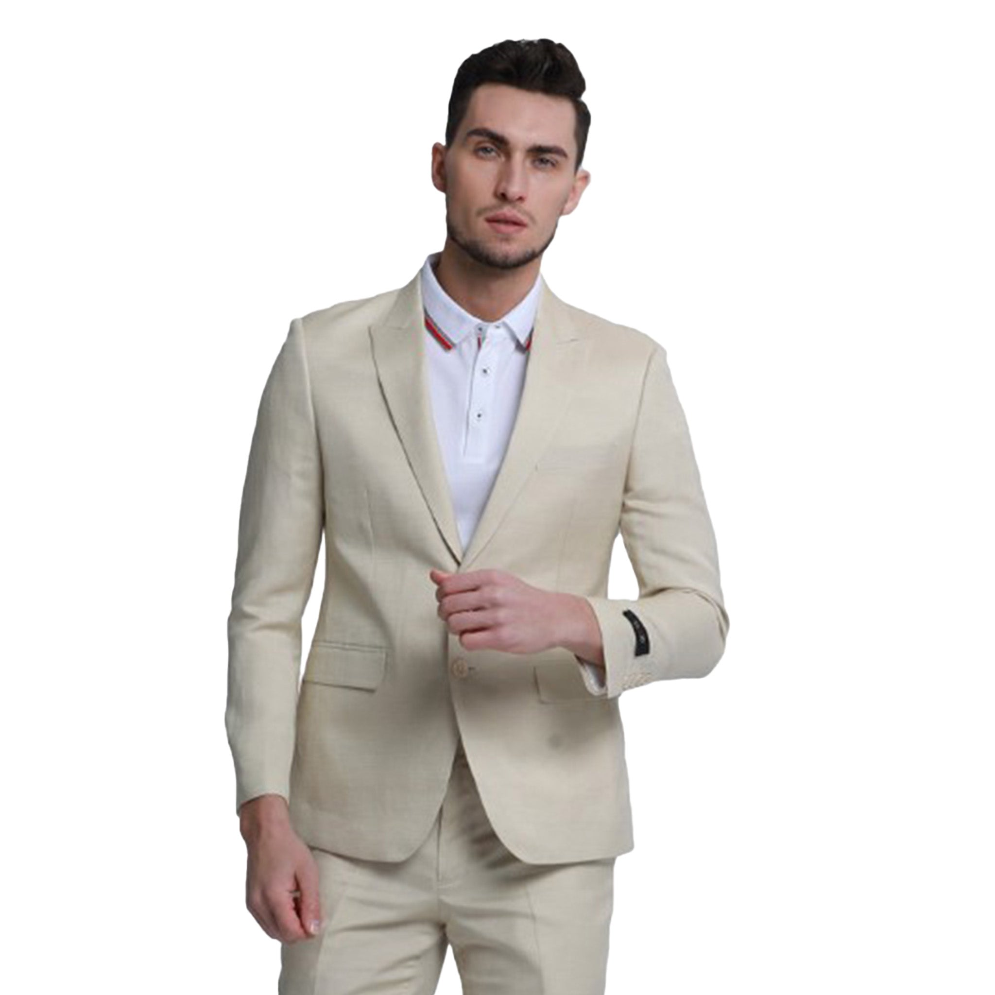 Skinny Fit Tan Linen Suit