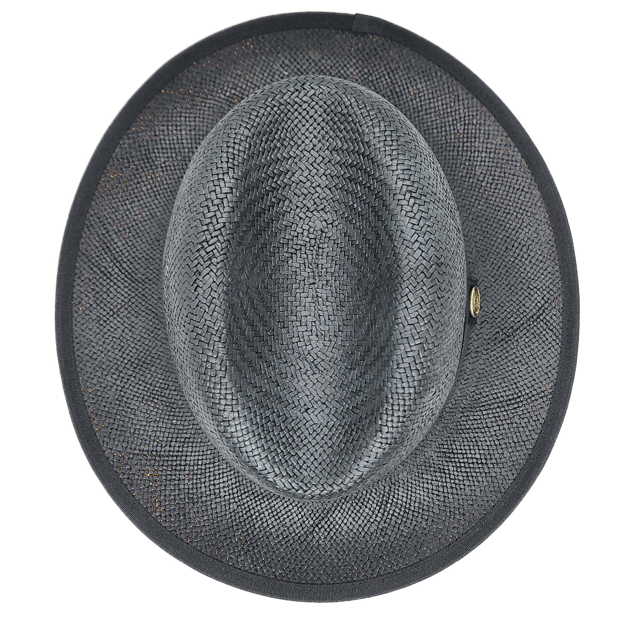 Natural straw composition hat with classic grosgrain band