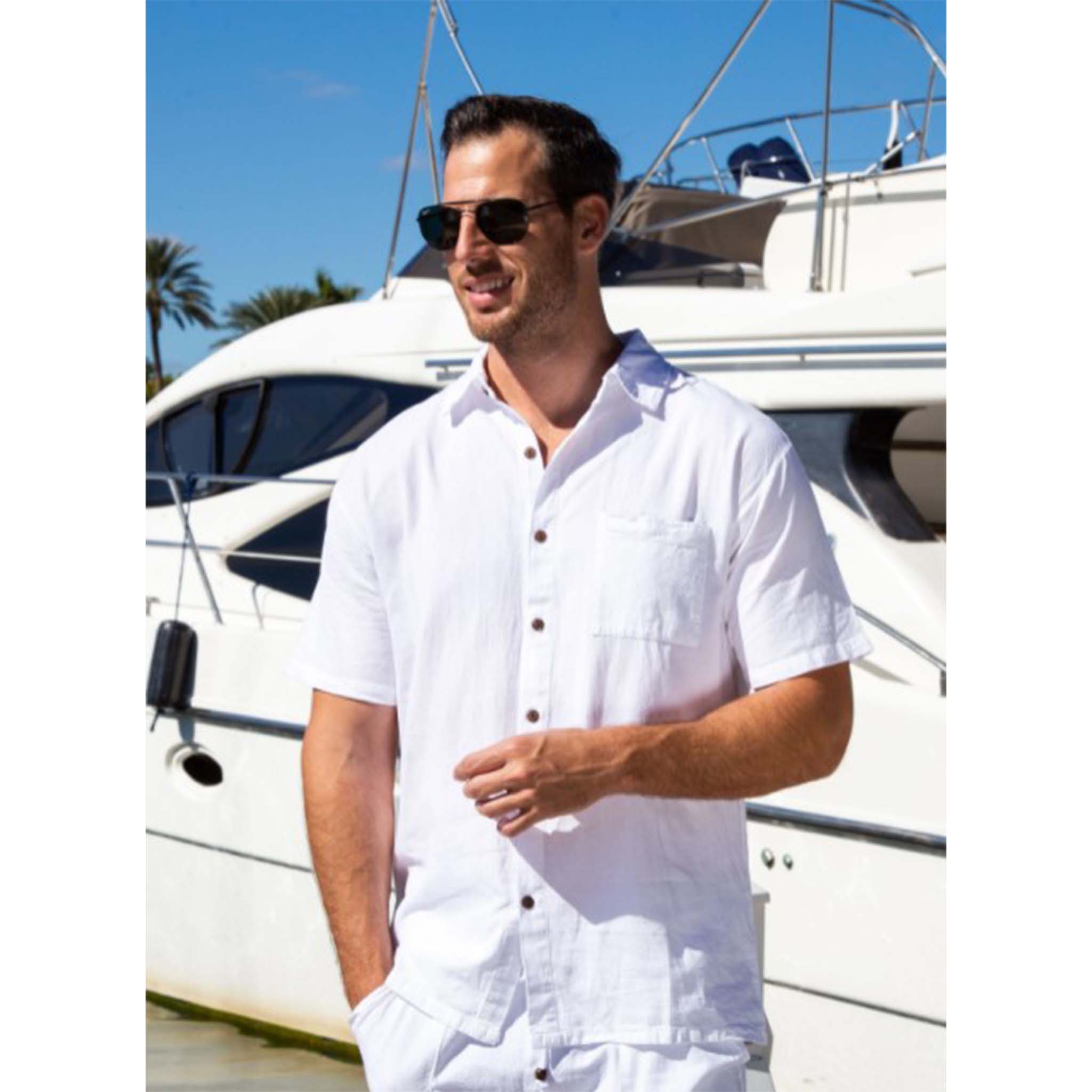 White Resort Wear Button Down