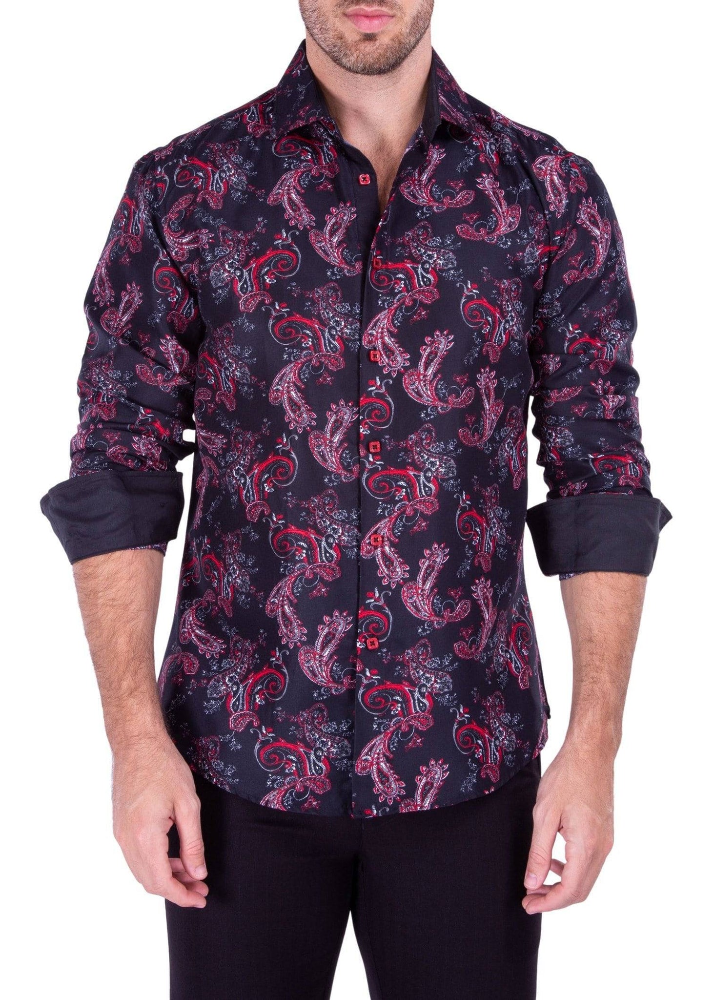 Black Paisley Print Men's Shirt | Timeless Elegance with a Modern Twist - DNK Mobile Black / Large Black Paisley Print Men's Shirt | Timeless Elegance with a Modern Twist - DNK Mobile Black / Large