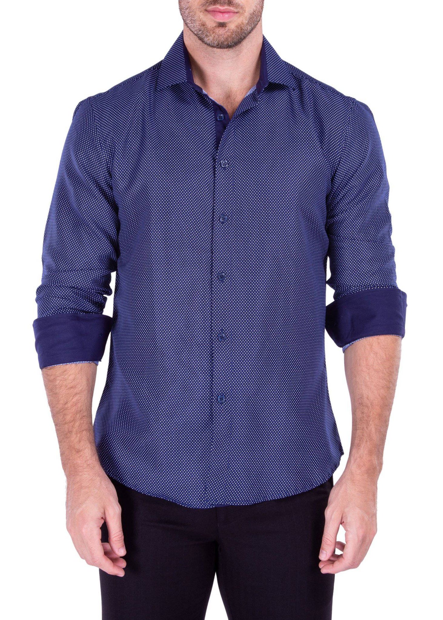 Navy Micro Dot Men's Fashion Shirt