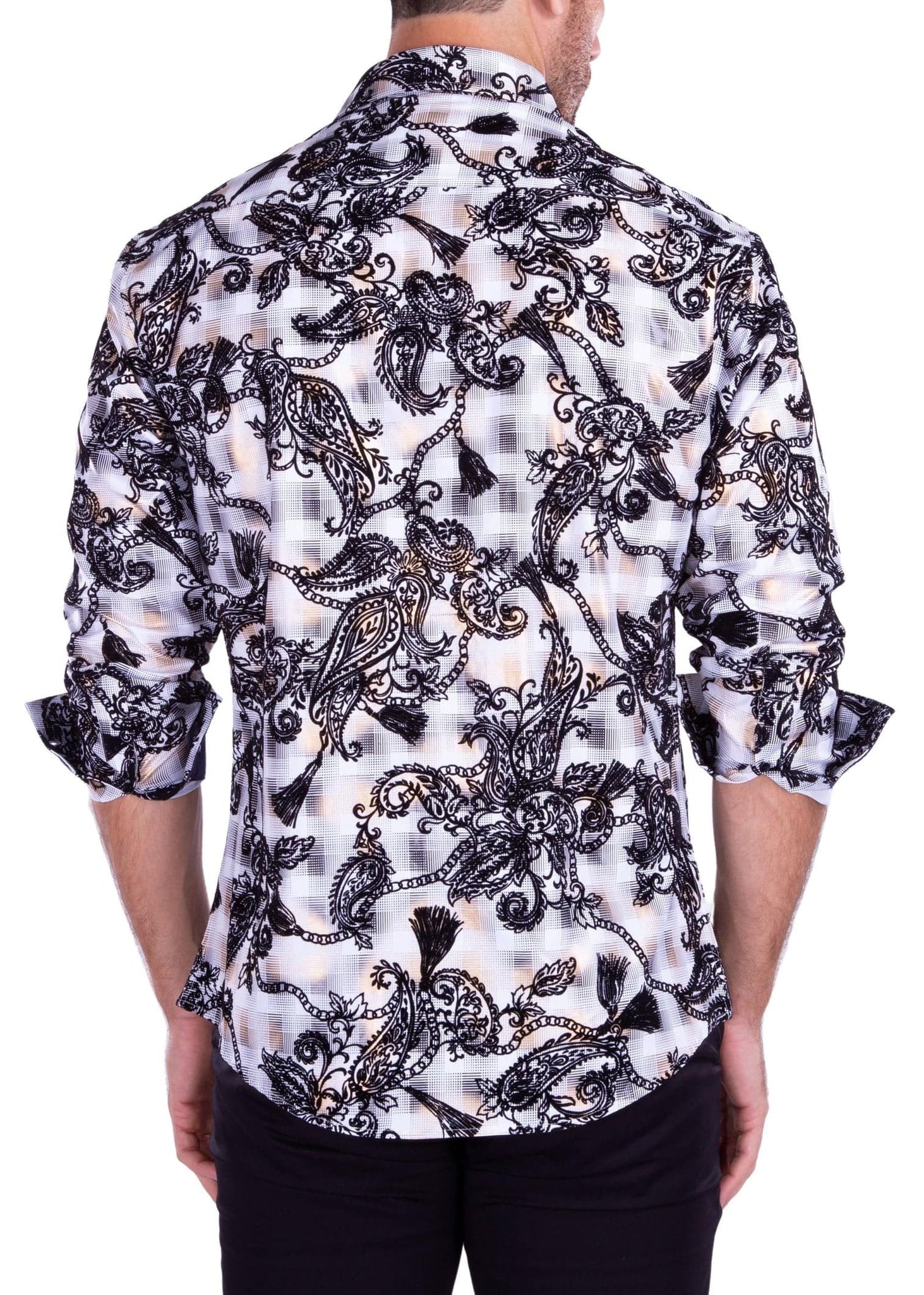 White Foil Print Fashion Shirt