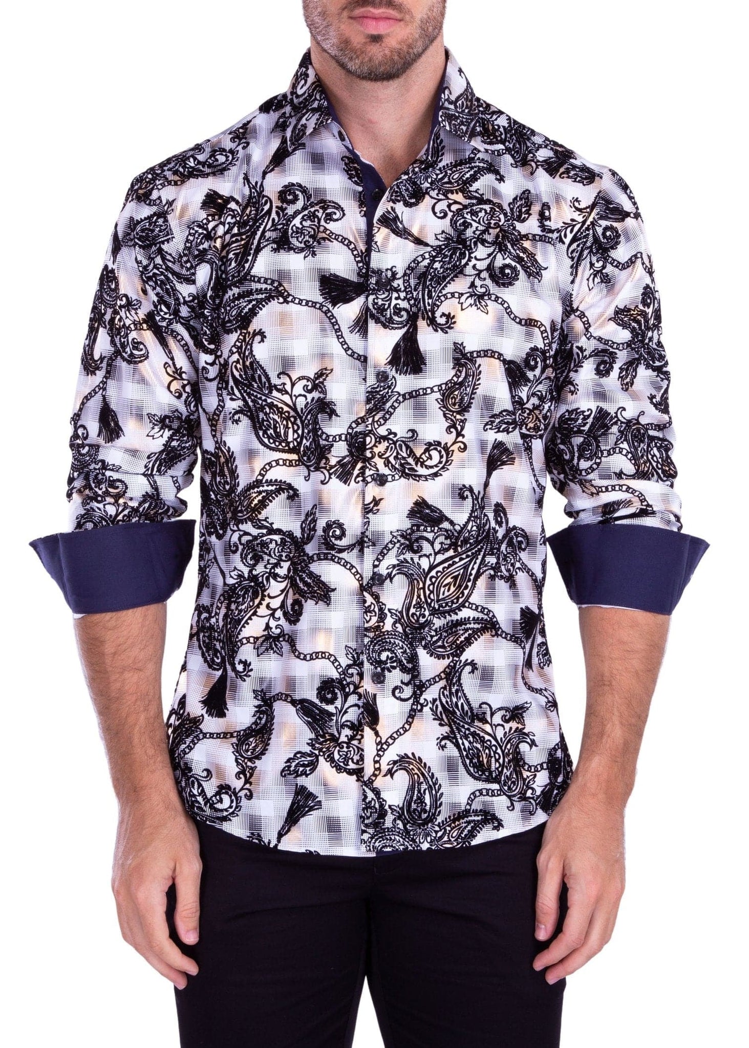 White Foil Print Fashion Shirt